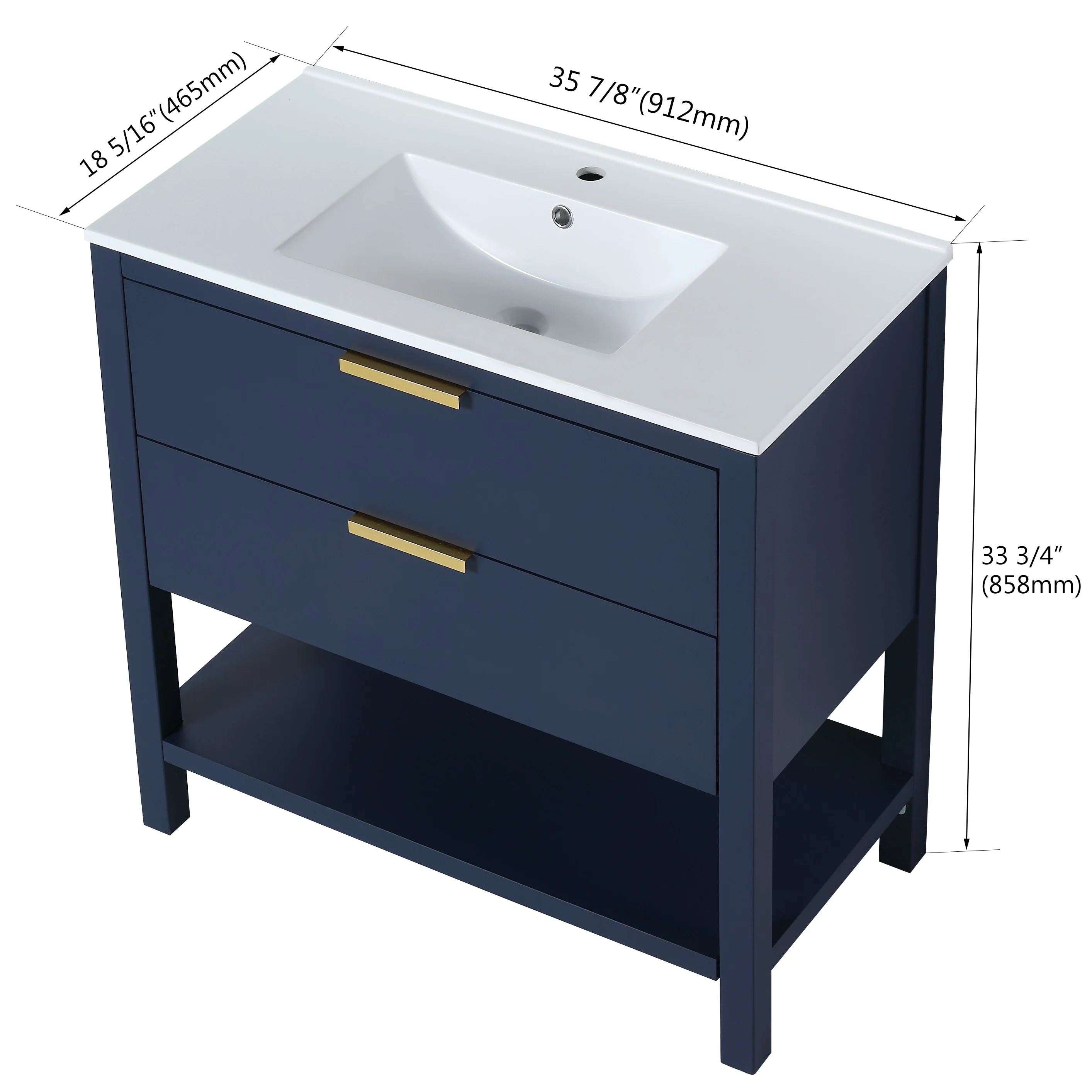 BNK 30/36 Inch Bathroom Vanity With Single Sink,Modern Bathroom Vanities With Soft Close Drawer And Shelf