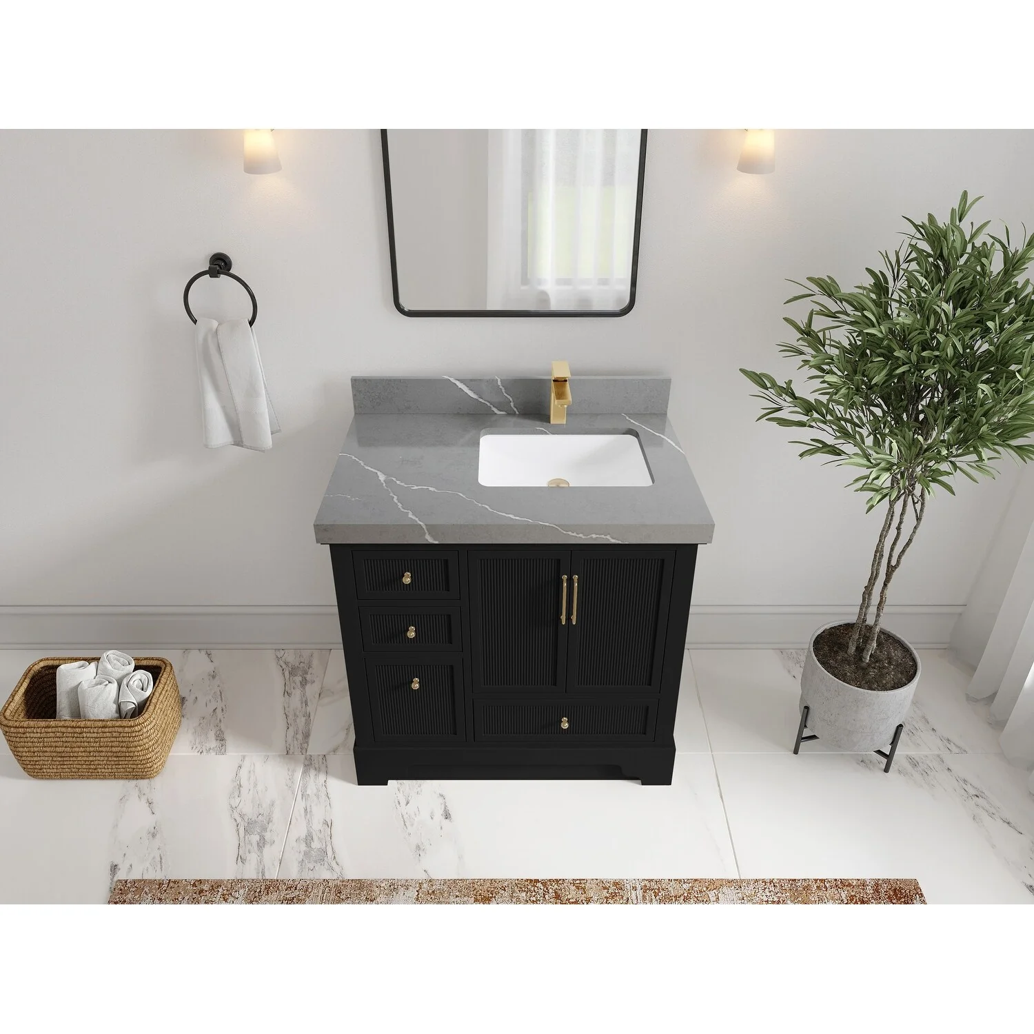 Willow Collections 36 in. W x 22 in. D Alys Right Offset Sink Bathroom Vanity with Countertop