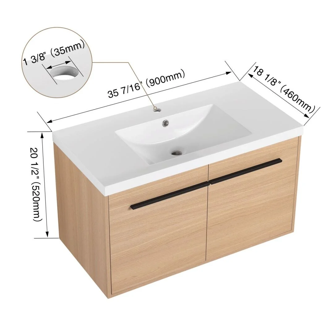 24-inch Bathroom Vanity with resin Countertop Sink 2 Doors Bathroom Cabinet Set