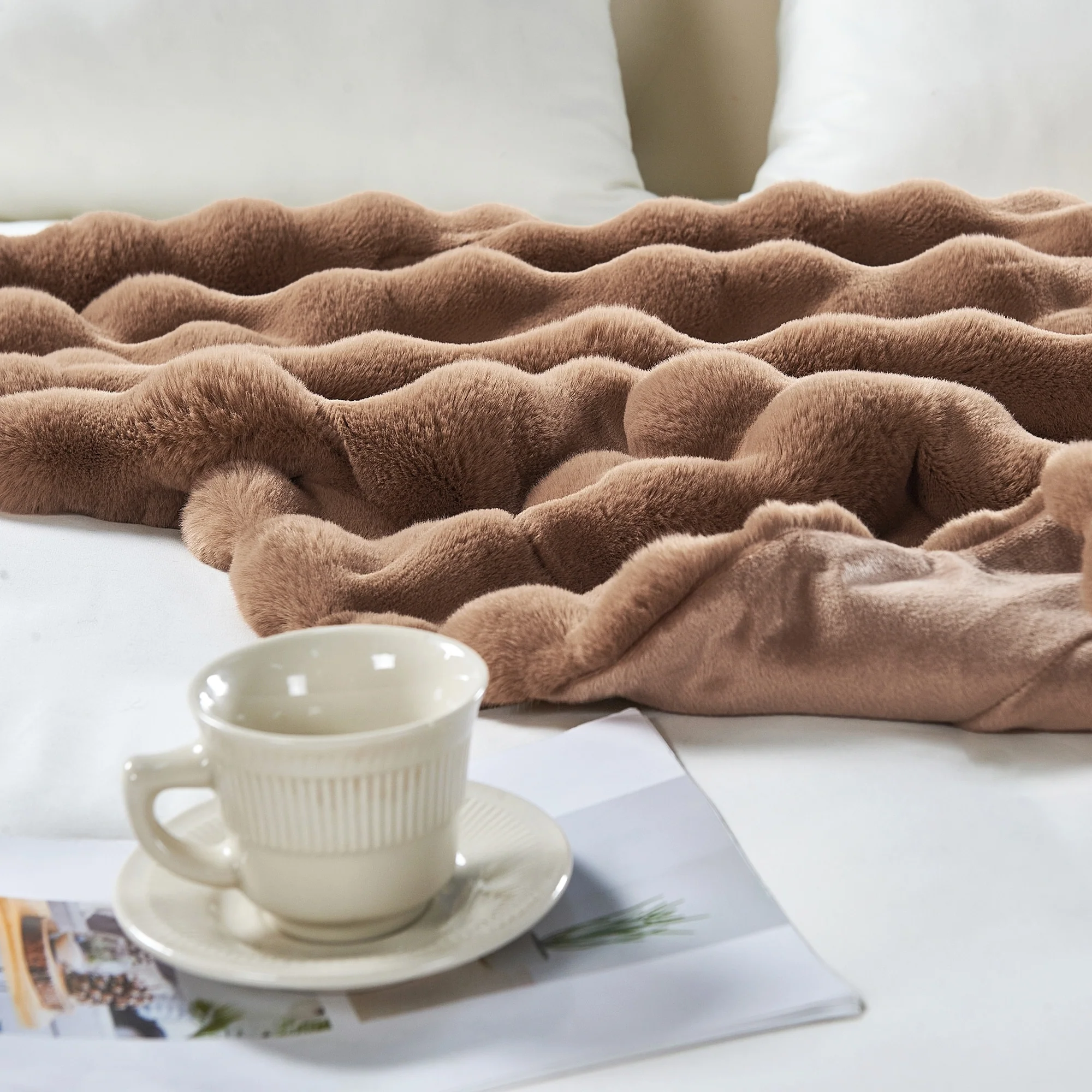 Home Soft Things Bubble Textured FauxFur Throw Cozy Soft Blankets