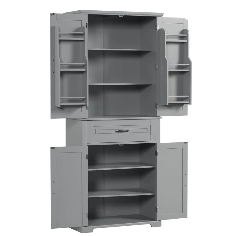 Bathroom Floor Cabinet, Freestanding Storage Cabinet with Doors and Drawer, Kitchen Cupboard with Adjustable Shelf