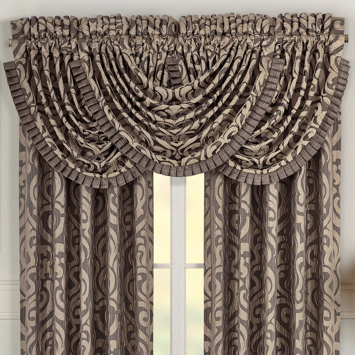 J. Queen New York Astoria Brown Window Waterfall Valance