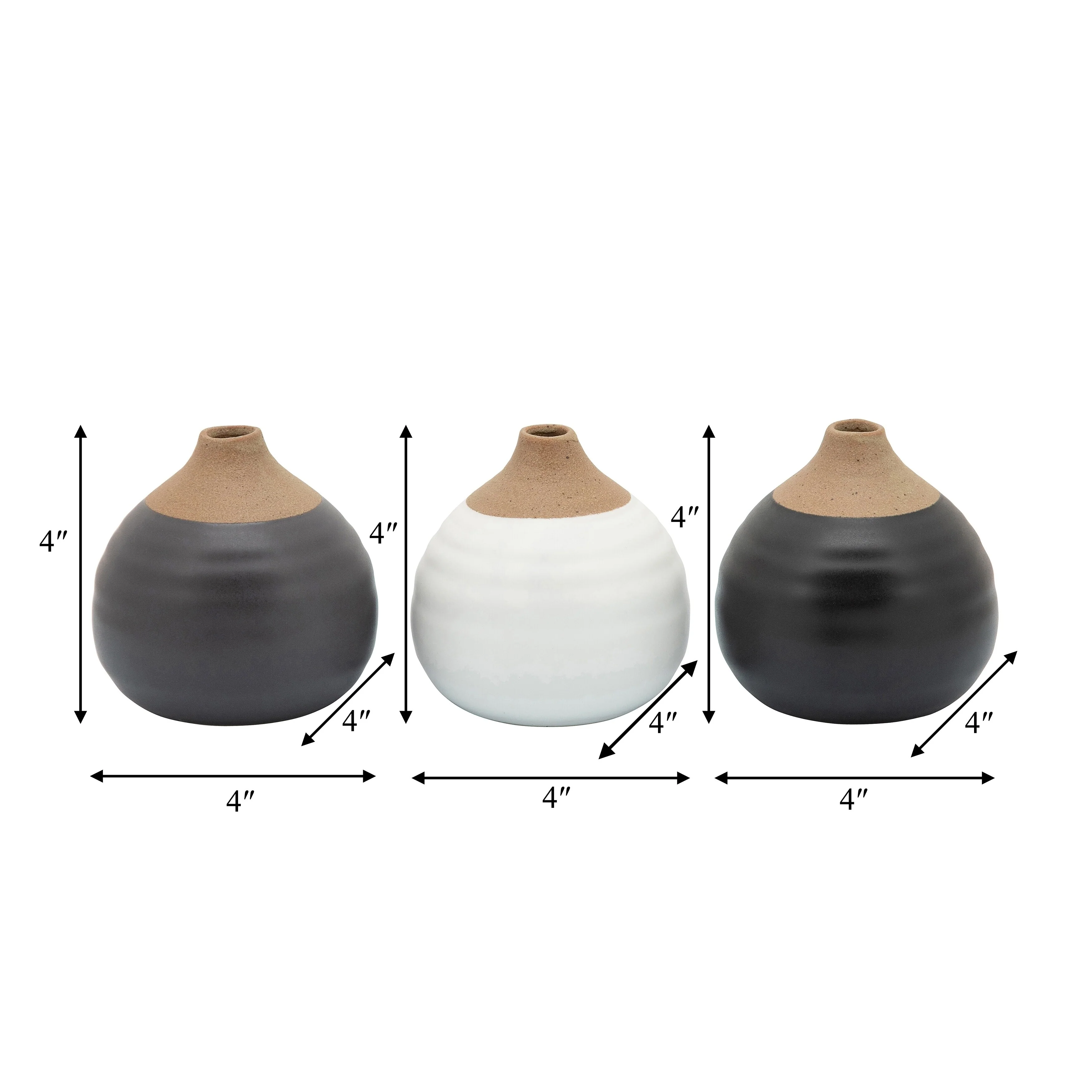 Sagebrook Home Modern Coastal Small Ceramic Bud Vases, Set of 3