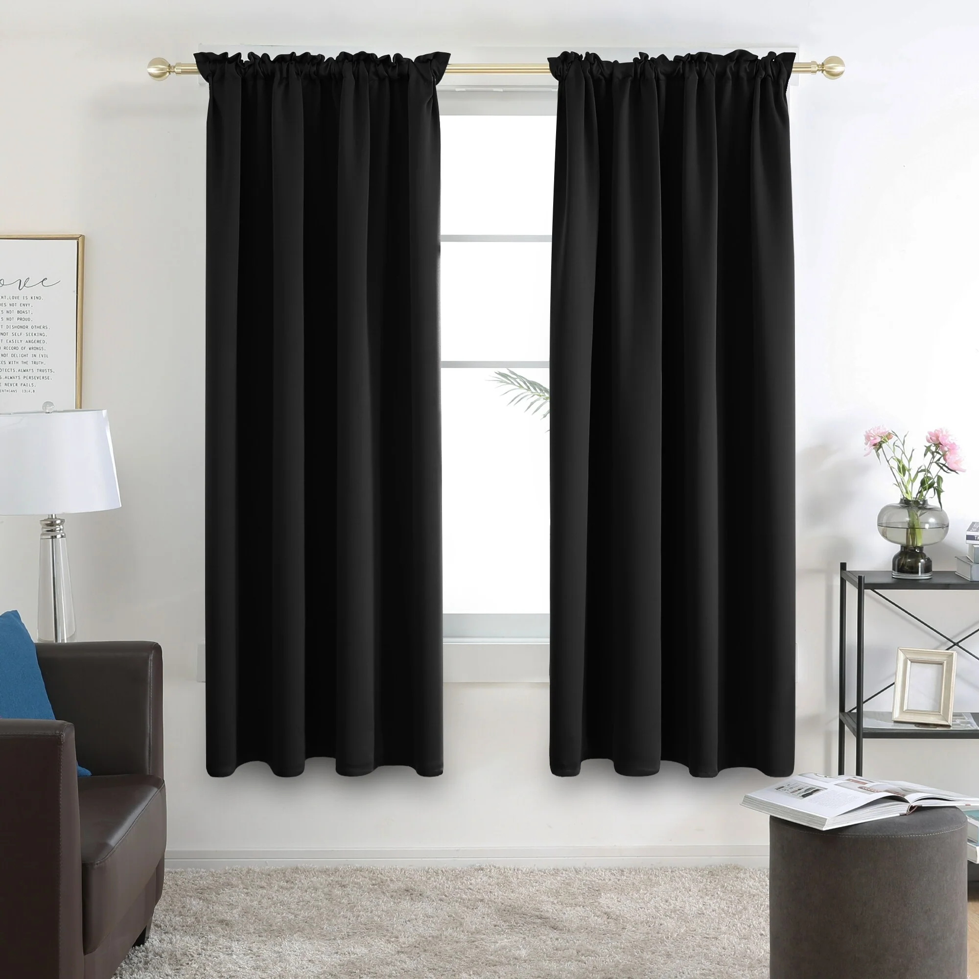 Deconovo Solid Rod Pocket Curtain Panel Pair (2 Panel)