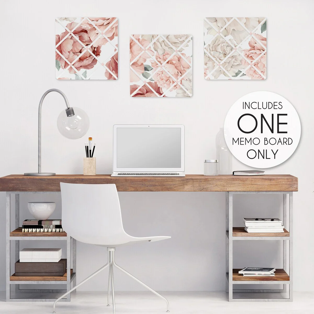 Boho Shabby Chic Floral Girl Fabric Memory Photo Bulletin Board Ivory Bohemian Vintage Garden Watercolor Flower Nature Elegant