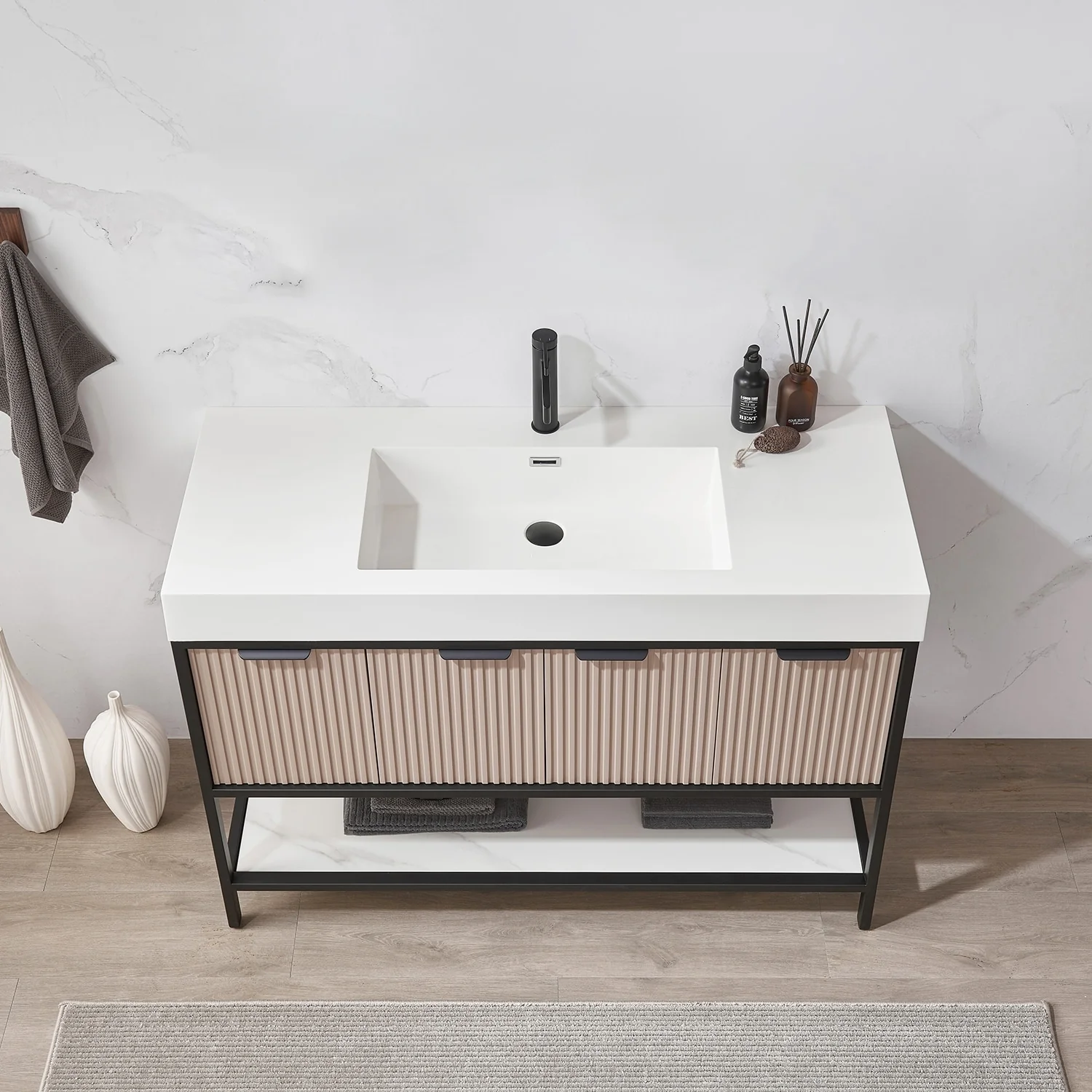 Marcilla 48 in. Single Sink Bath Vanity with Stone Sink Top