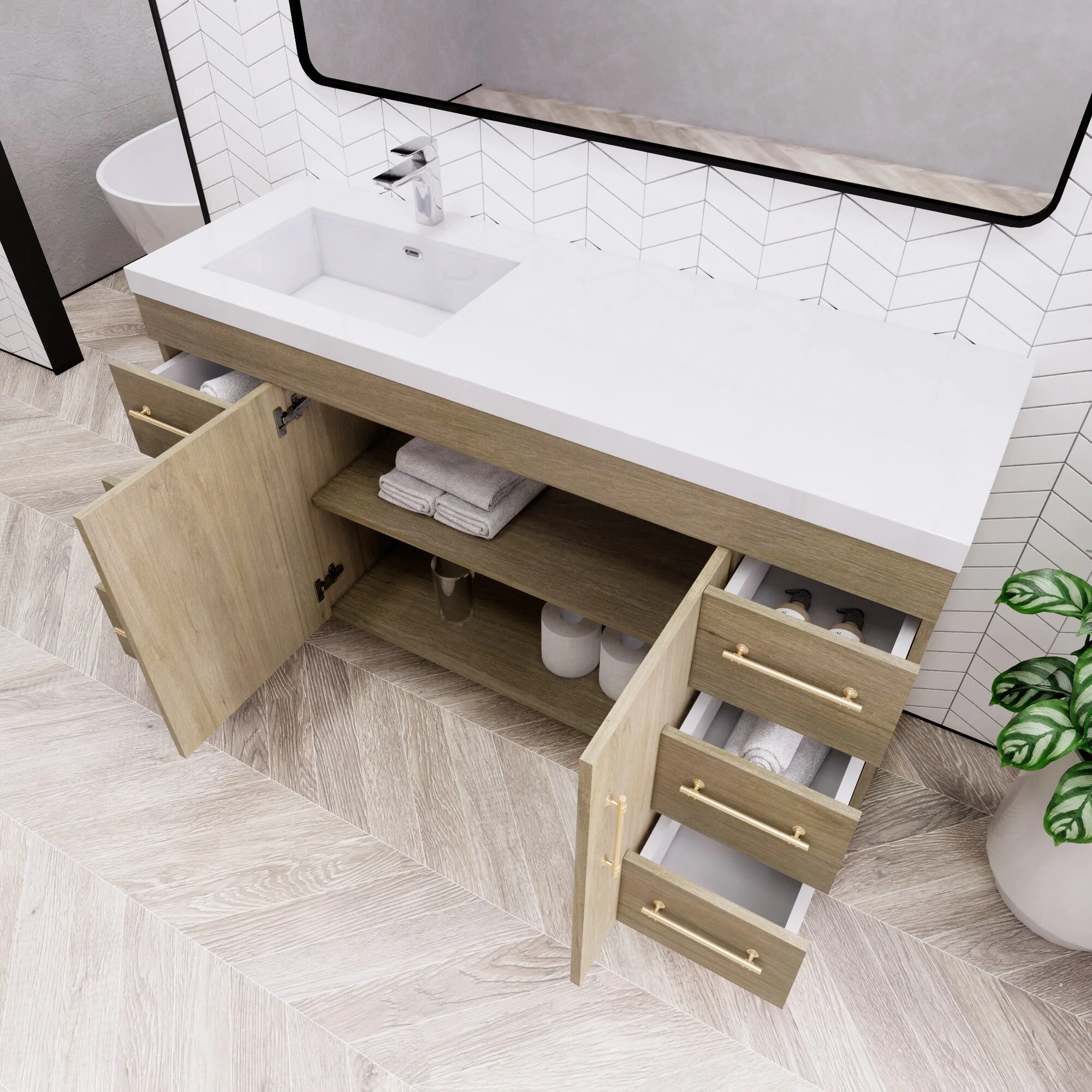 Eliza 60'' Freestanding Vanity with Single Sink on the Left