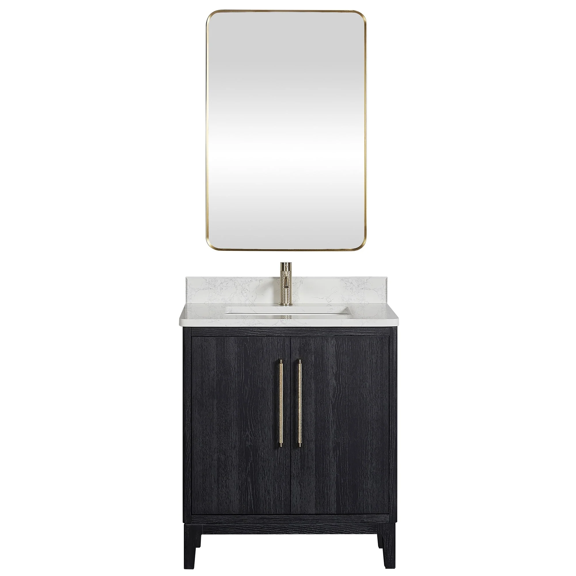Gara Single Bath Vanity with Composite Stone Top and Mirror