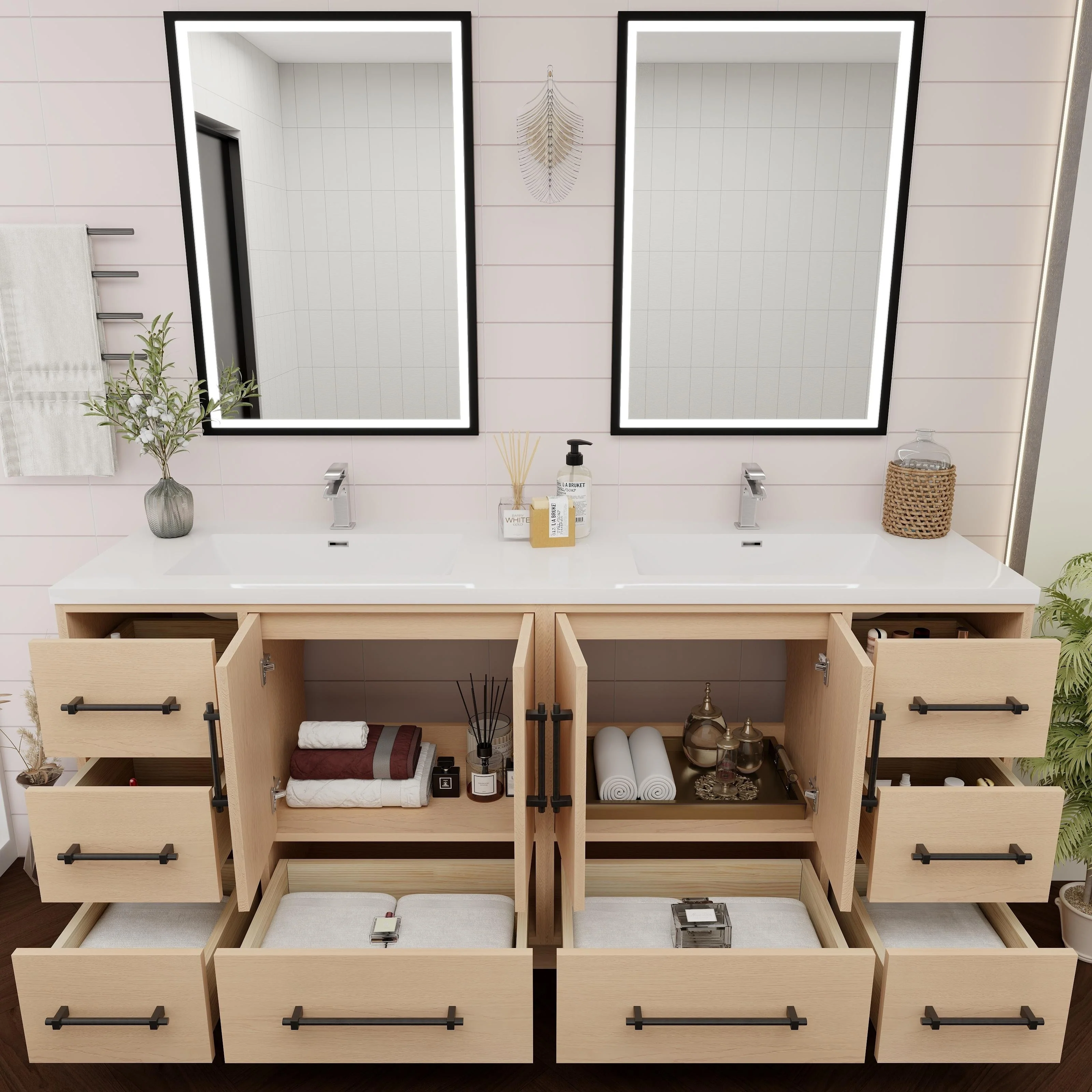 Victoria 72'' Freestanding Vanity with Double Reinforced Acrylic Sink - 71.5
