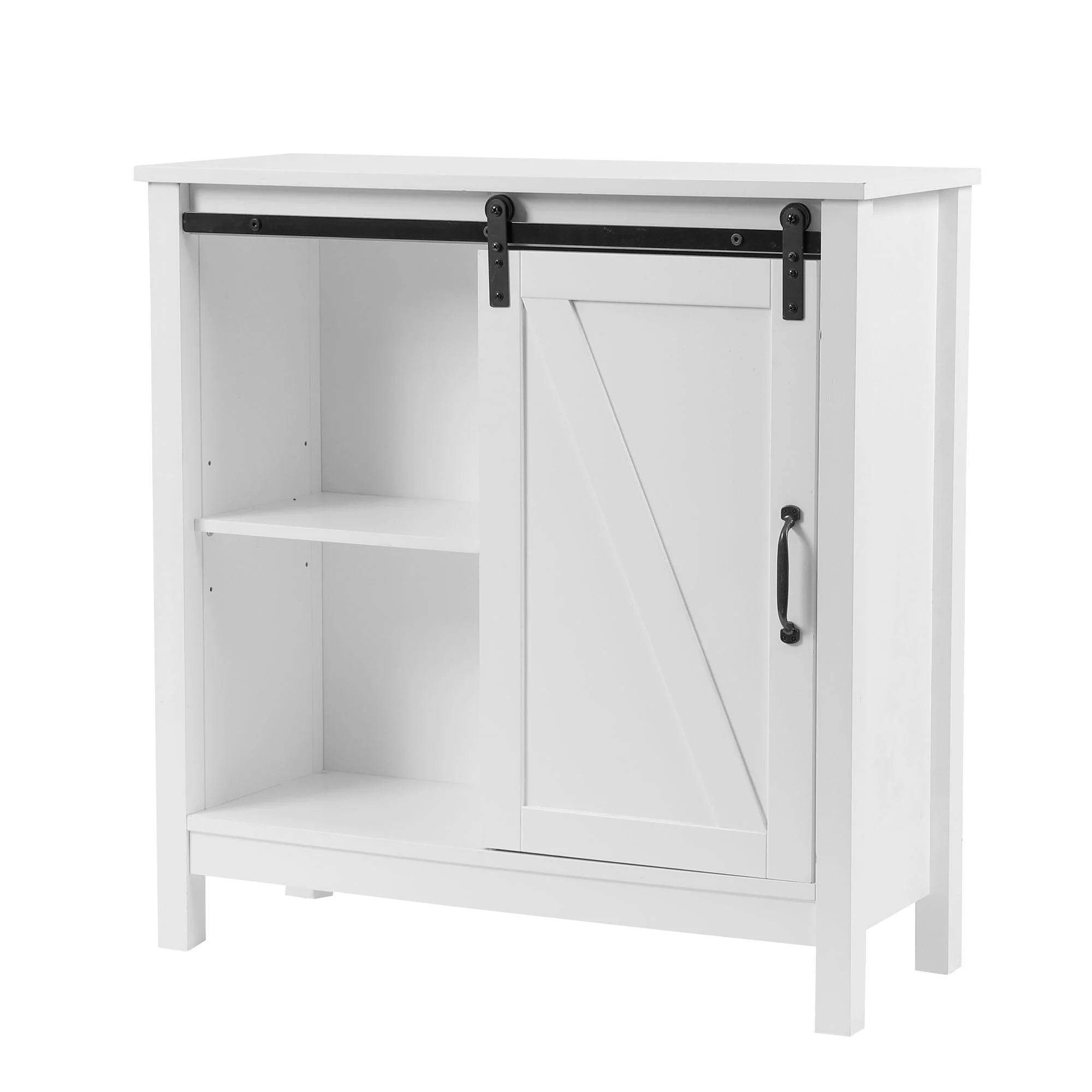 Farmhouse White MDF Wood Bathroom Storage Cabinet
