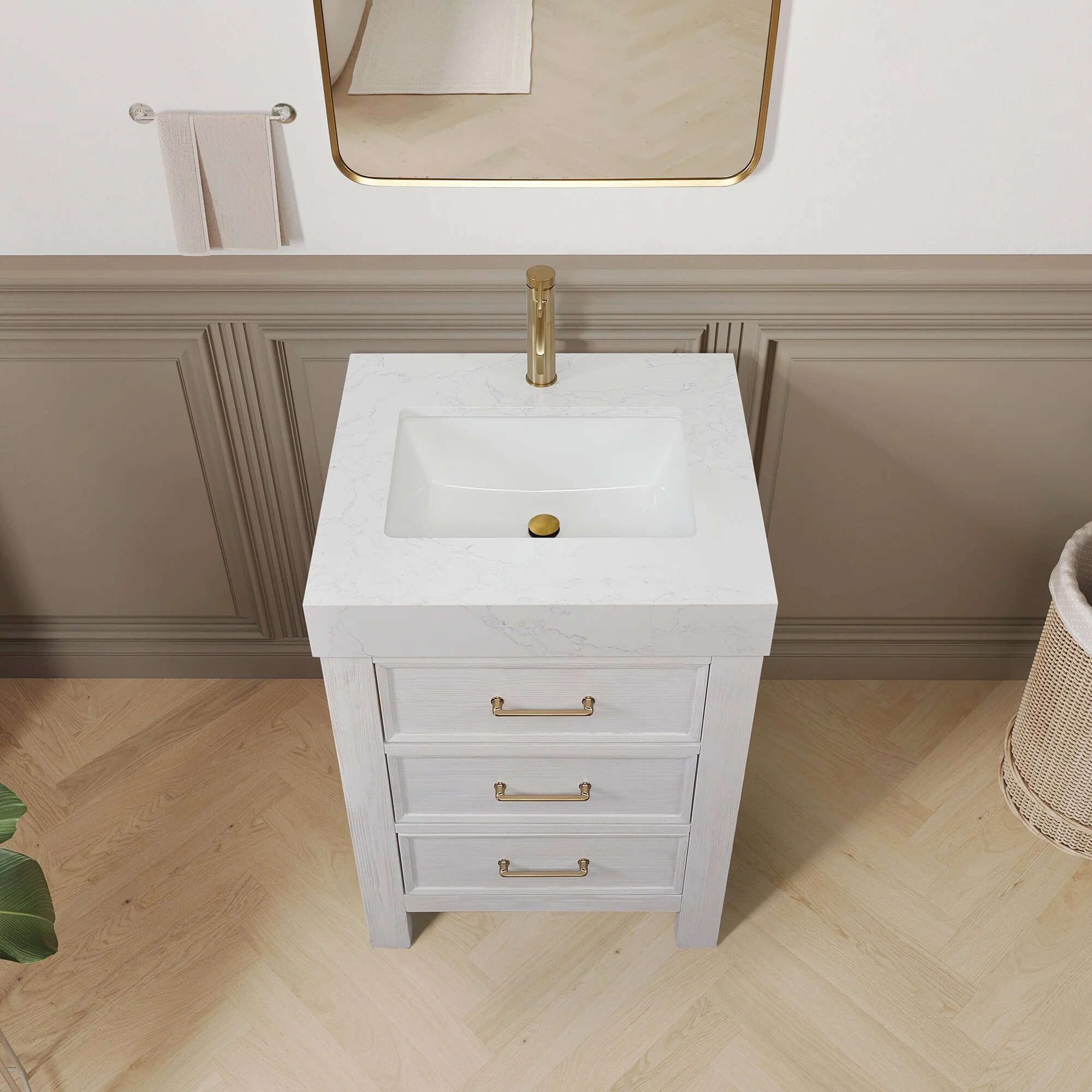 Leon 24 in. Single Bathroom Vanity with Composite Stone Top