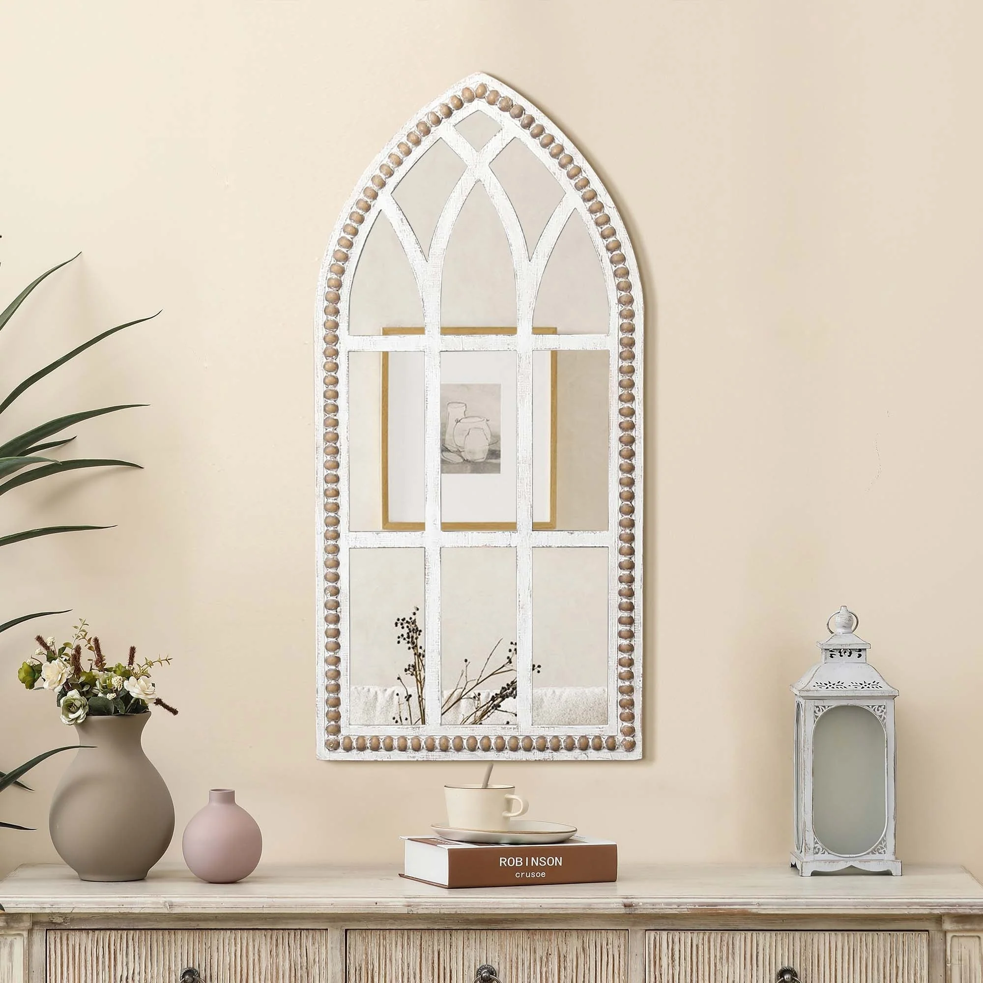 The Gray Barn Spehar Rustic Wood Cathedral Wall Mirror