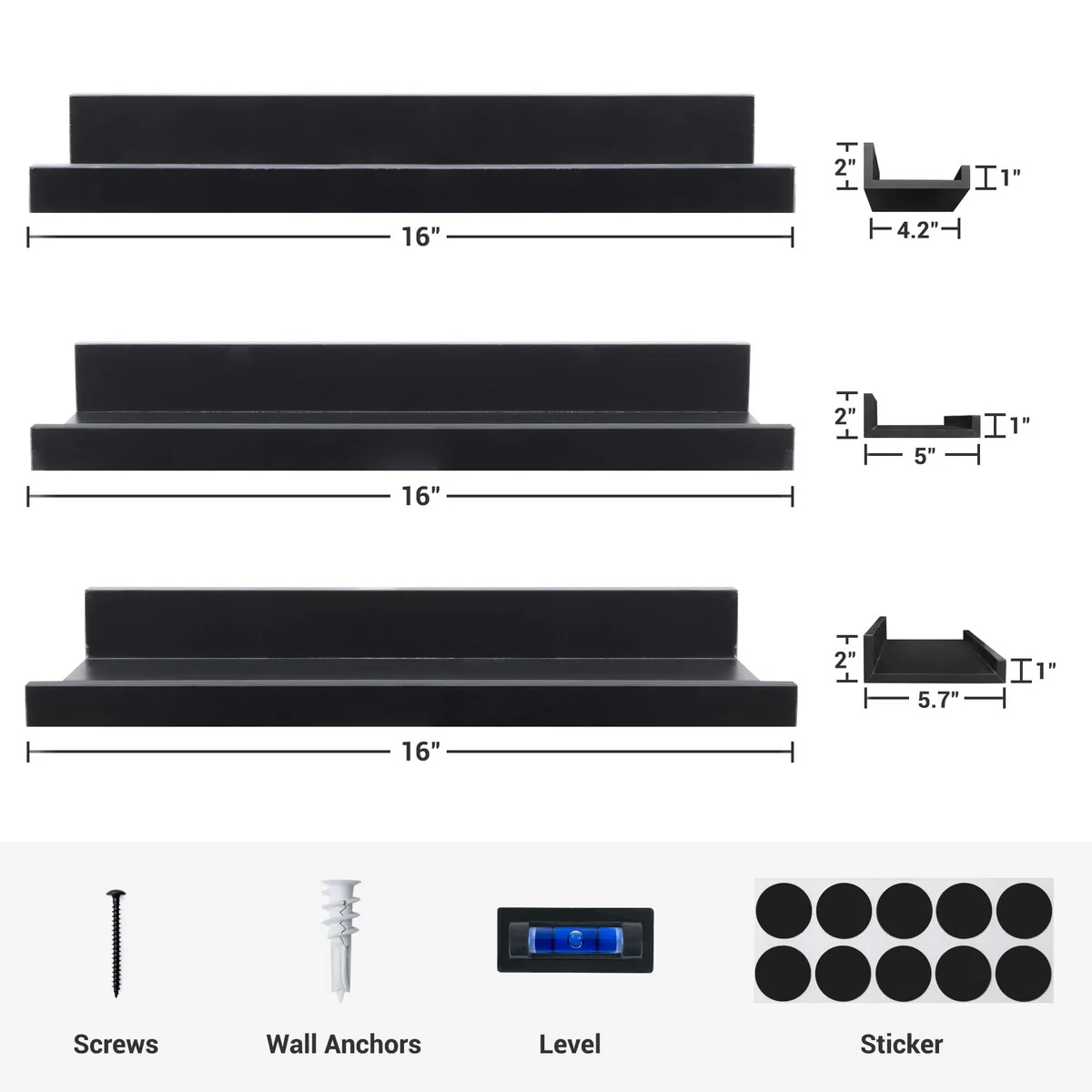 Picture Ledge Shelf, Floating Shelves Wall Mounted Set of 3