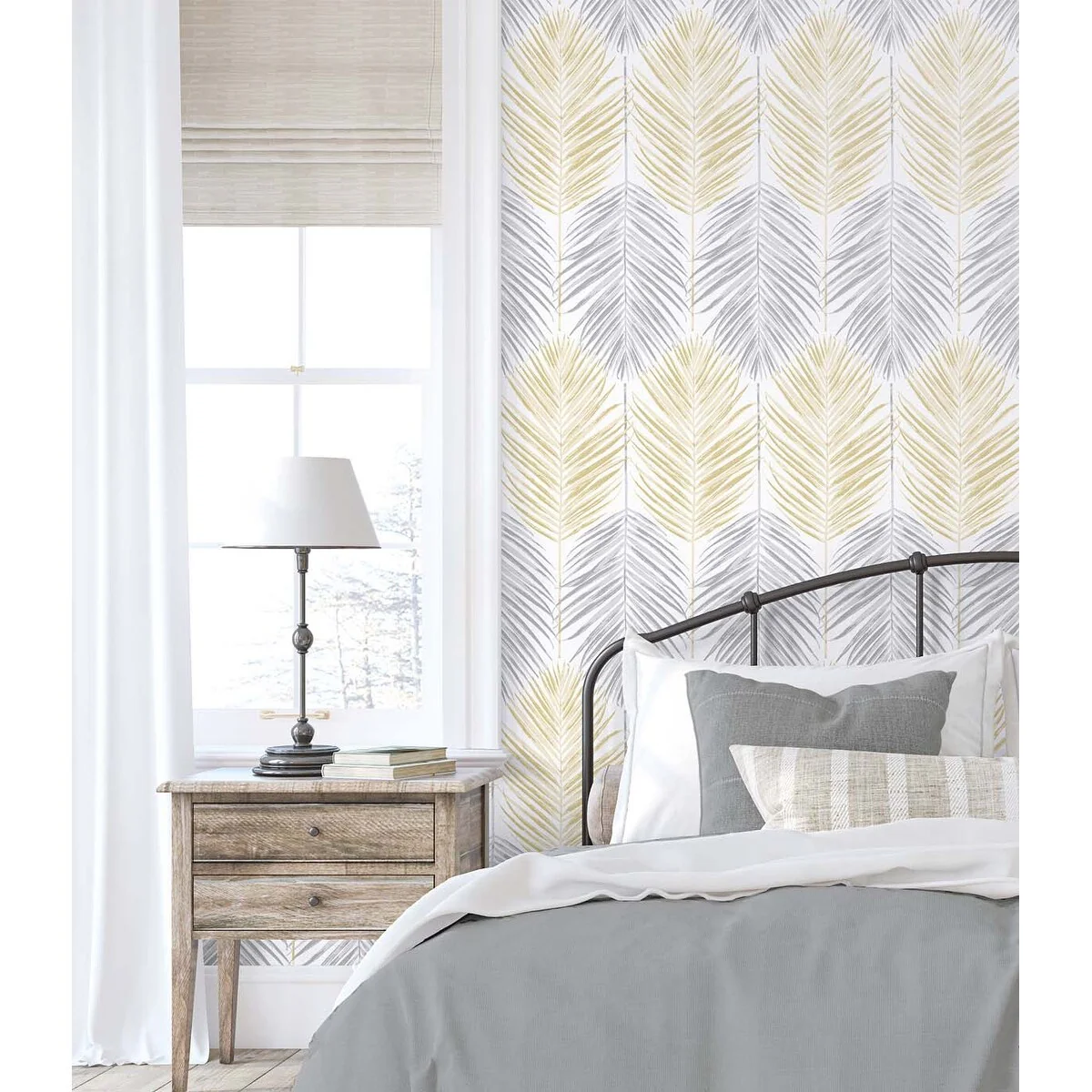 NextWall Two Toned Palm Peel and Stick Wallpaper