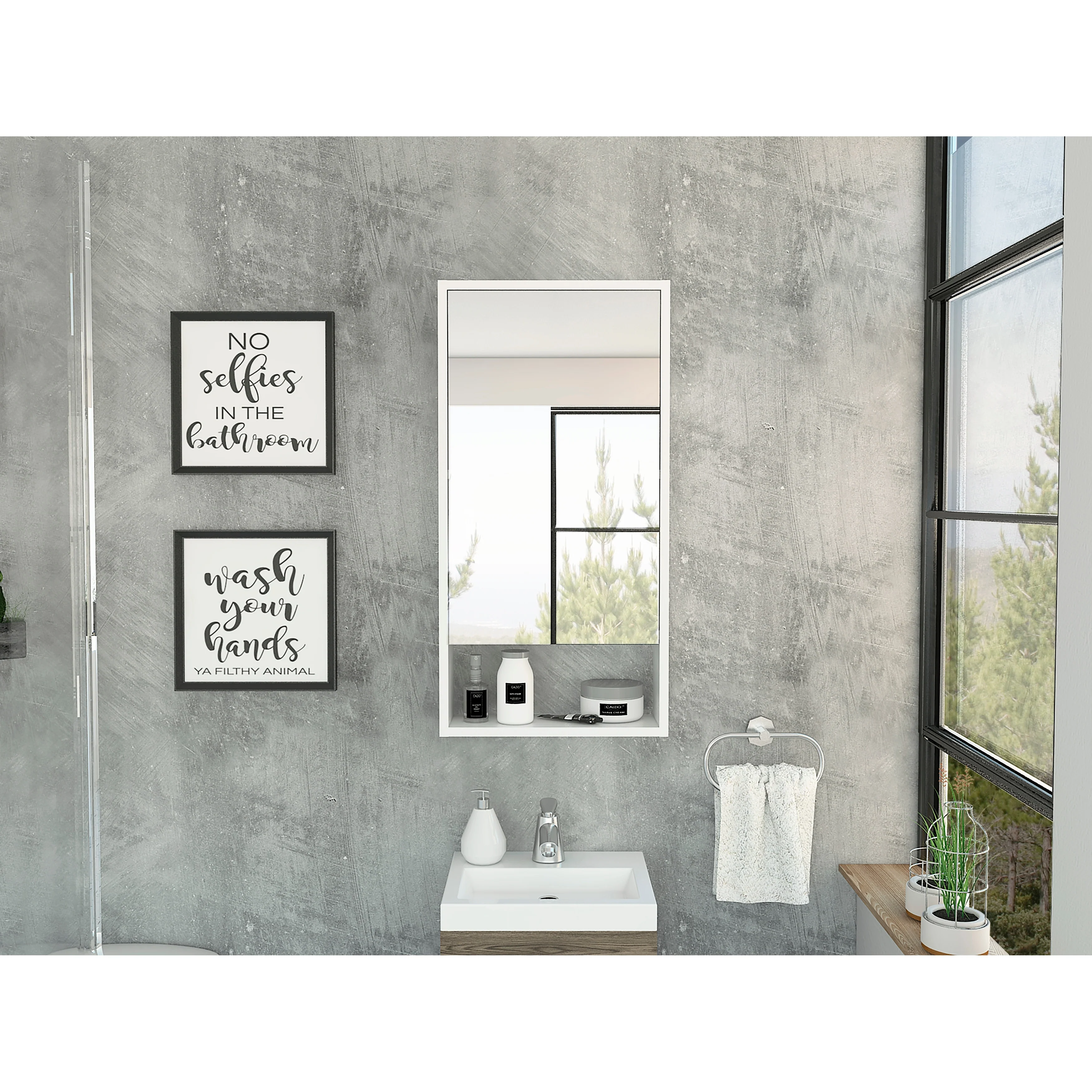 TUHOME Mariana Medicine Cabinet with Large Mirror and Inner Shelf
