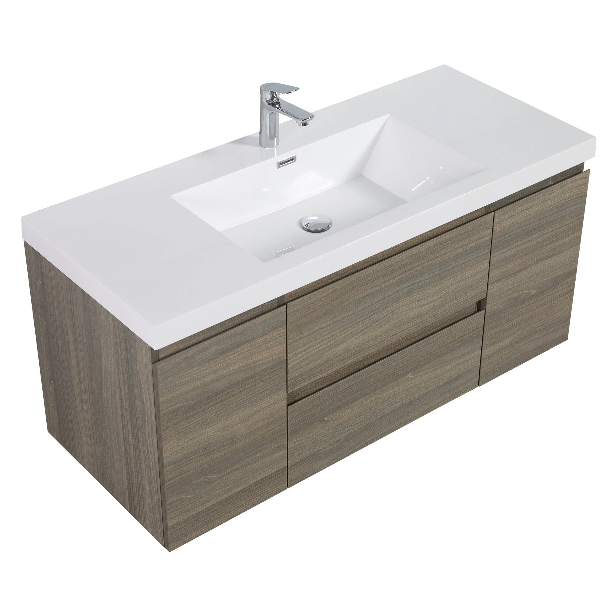 MDF Floating Bathroom Vanity with Integrated Resin Sink