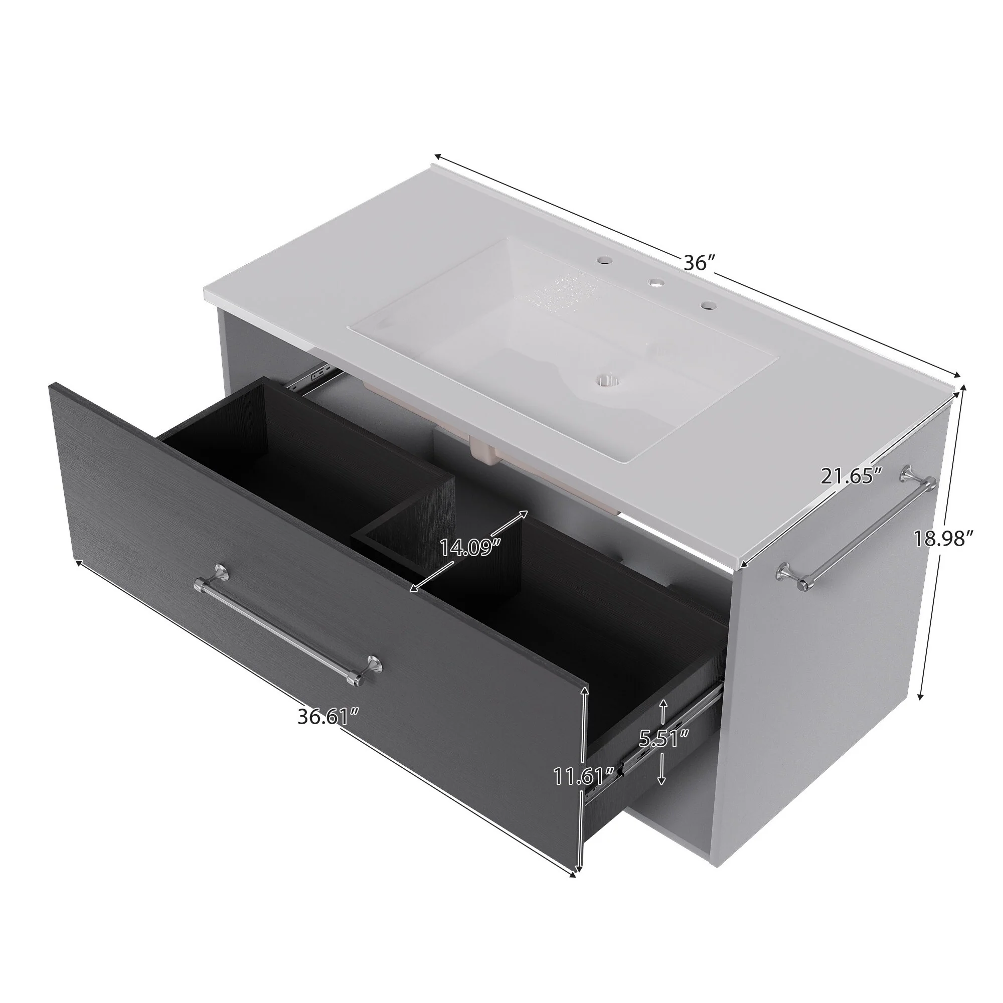 36-Inch Minimalist MDF Bathroom Vanity with Sink – Sleek and Simple Design for Modern Spaces