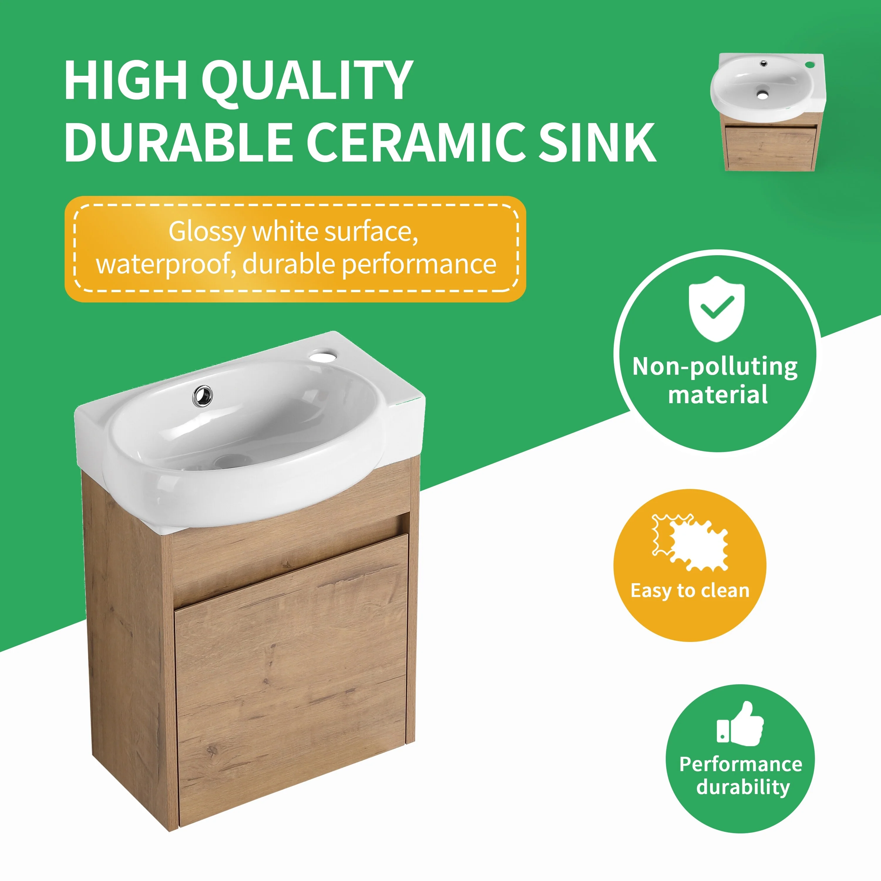BNK 16/18/23 inch Freestanding/Floating Bathroom Vanity with Single Sink,Powder Room Vanity with Soft Close Door