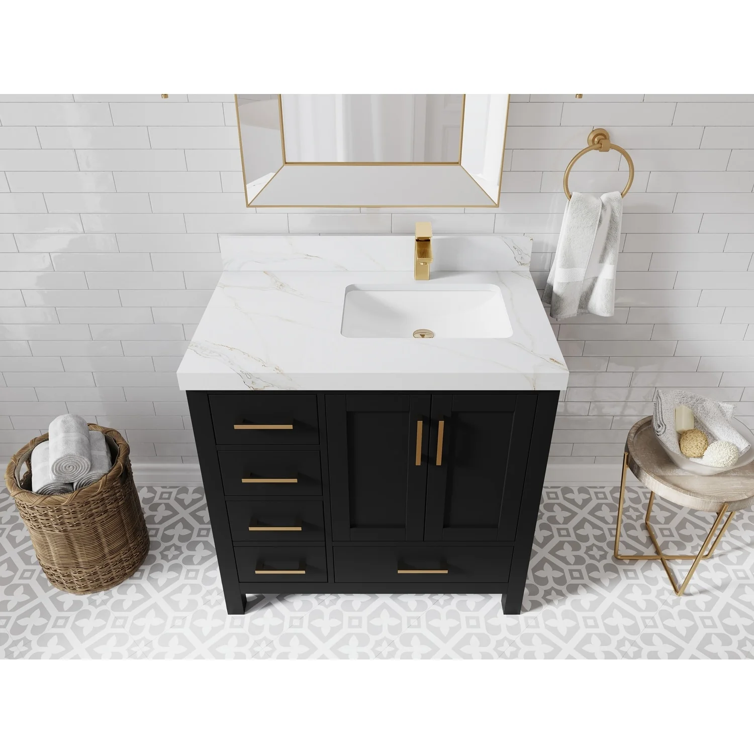 Willow Collections 36 in. W x 22 in. D Malibu Right Offset Sink Bathroom Vanity with Countertop