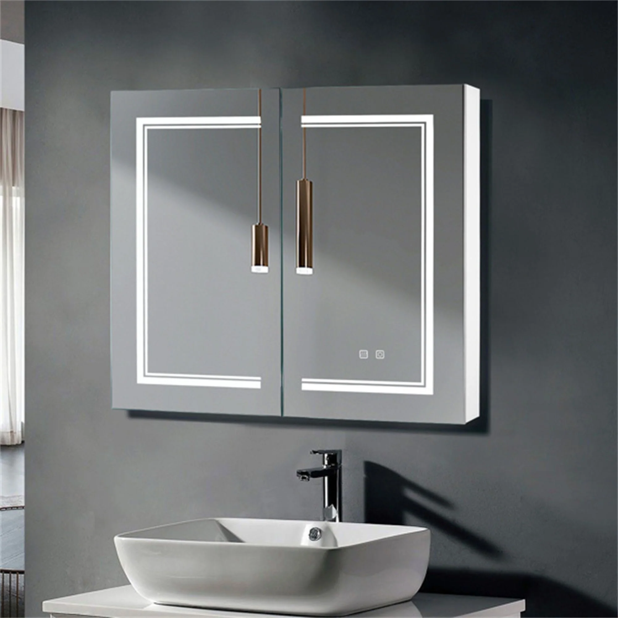 32*28in Bathroom Wall Cabinet ; Anti-Fog; Led Light; Power-Off Memory