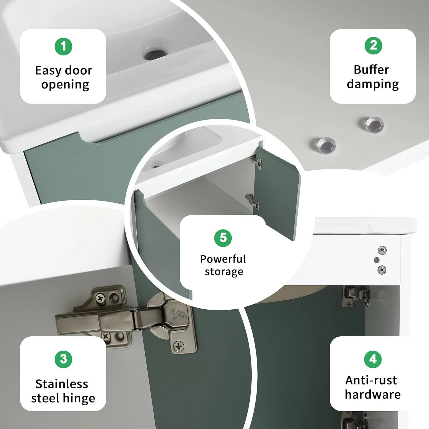 BNK 28/ 32/36/40 Inch Single Sink Bathroom Vanity with Soft Close Door, Modern Floating Vanity