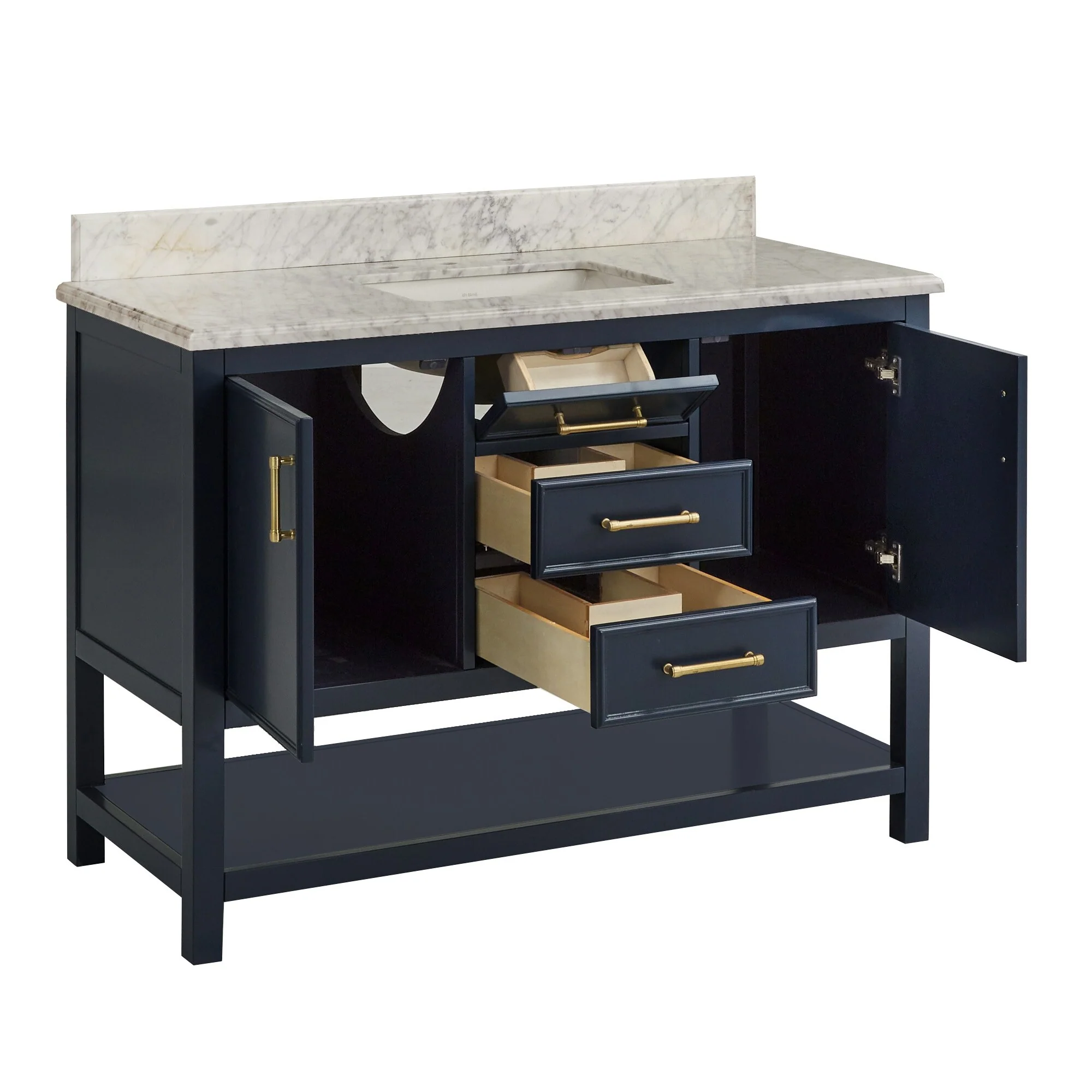 Lilleham Bathroom Sink Vanity with White Marble Veneer Stone Top by iNSPIRE Q Classic