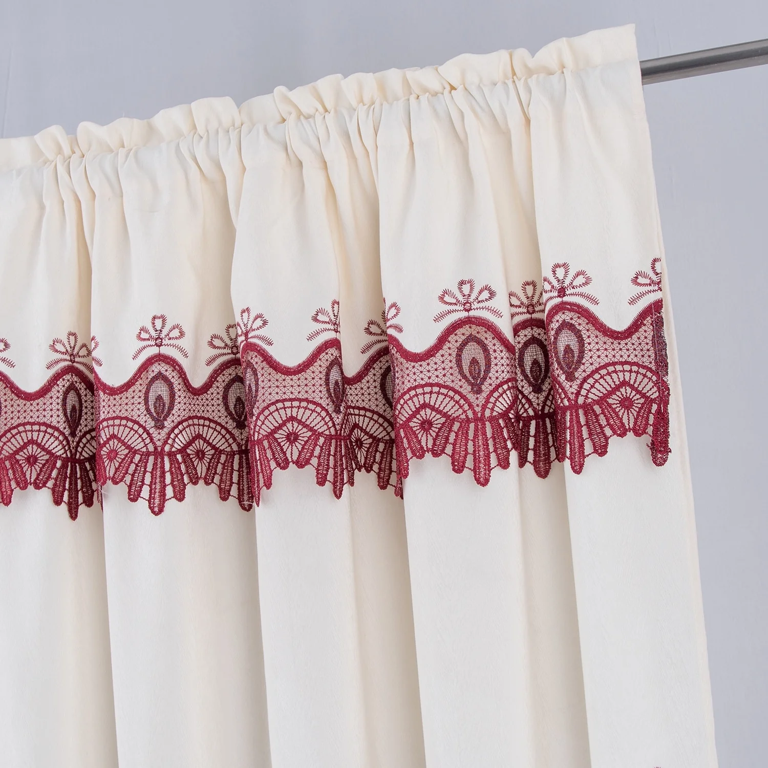 Betsy Macrame Embroidered Window Curtain Panel