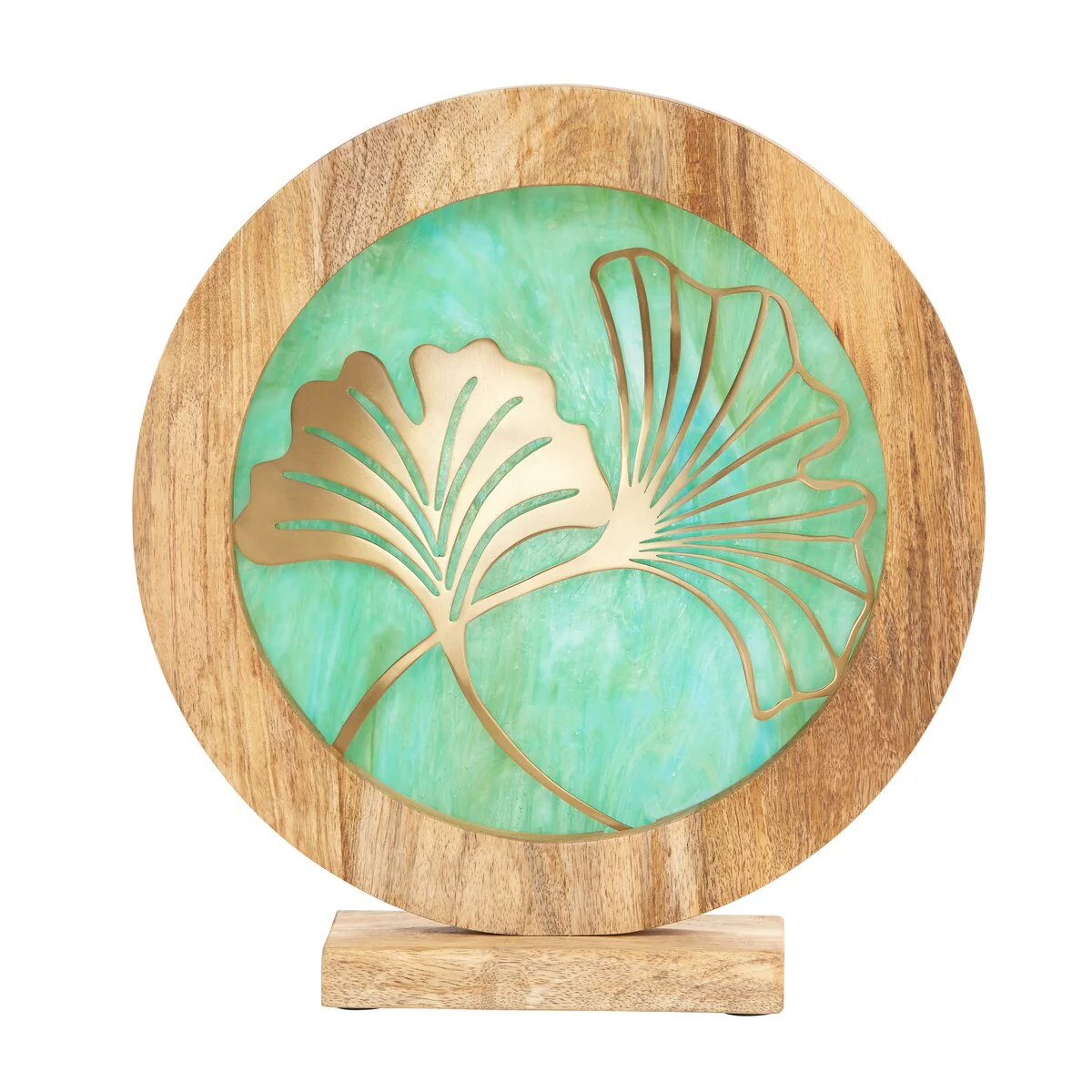 River of Goods Round Decorative Stained Glass Mango Wood Stand - 13