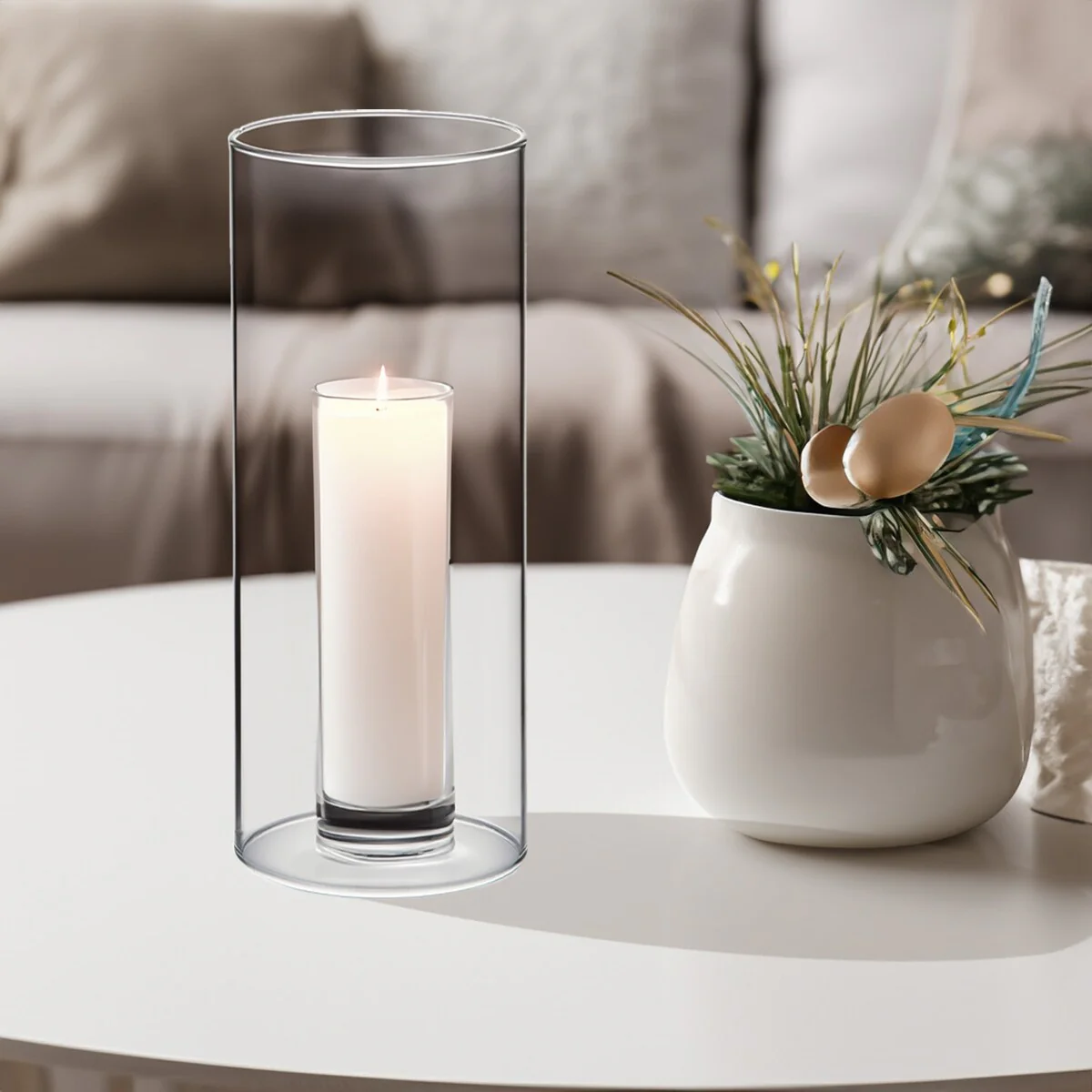 Clear Glass Cylinder Hurricane Chimney Tube, Candle Cover - 1 Piece