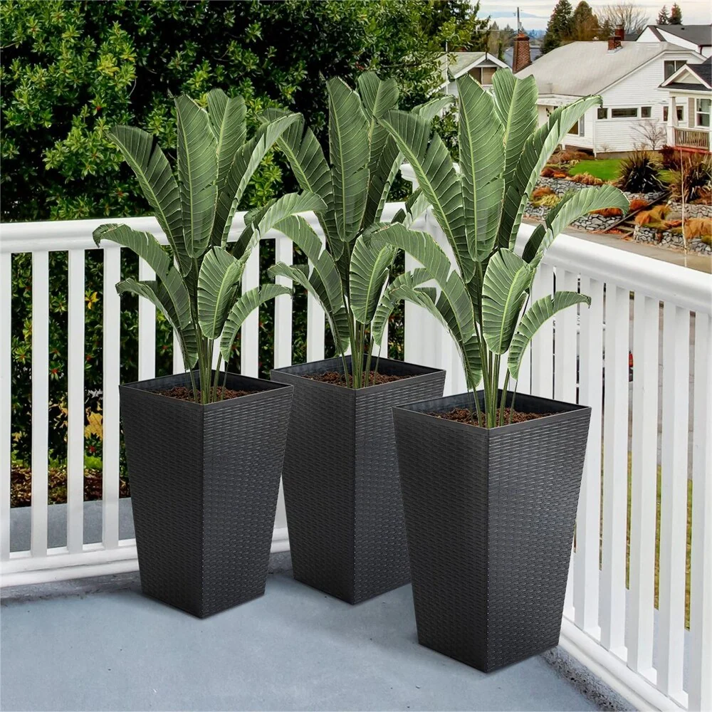Outdoor Tall Planters with Drainage Hole (Set of 3)