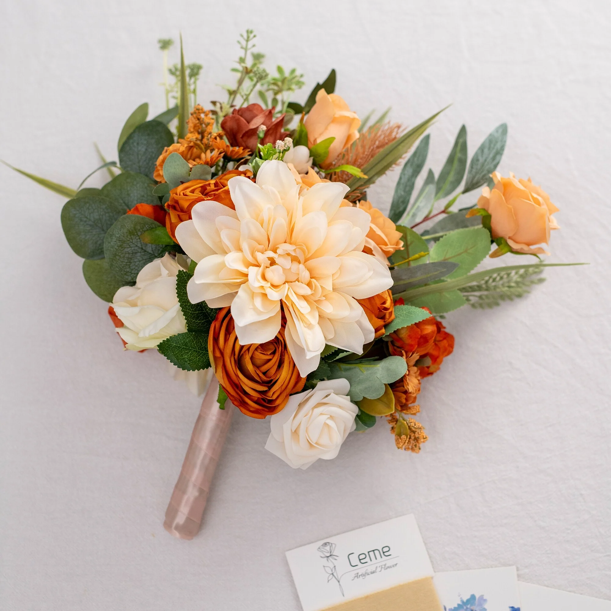 11 Inch Wedding Bouquet, Boho Bridesmaid Bouquet, Real Touch Bridal Bouquet, Floral Arrangement for Wedding