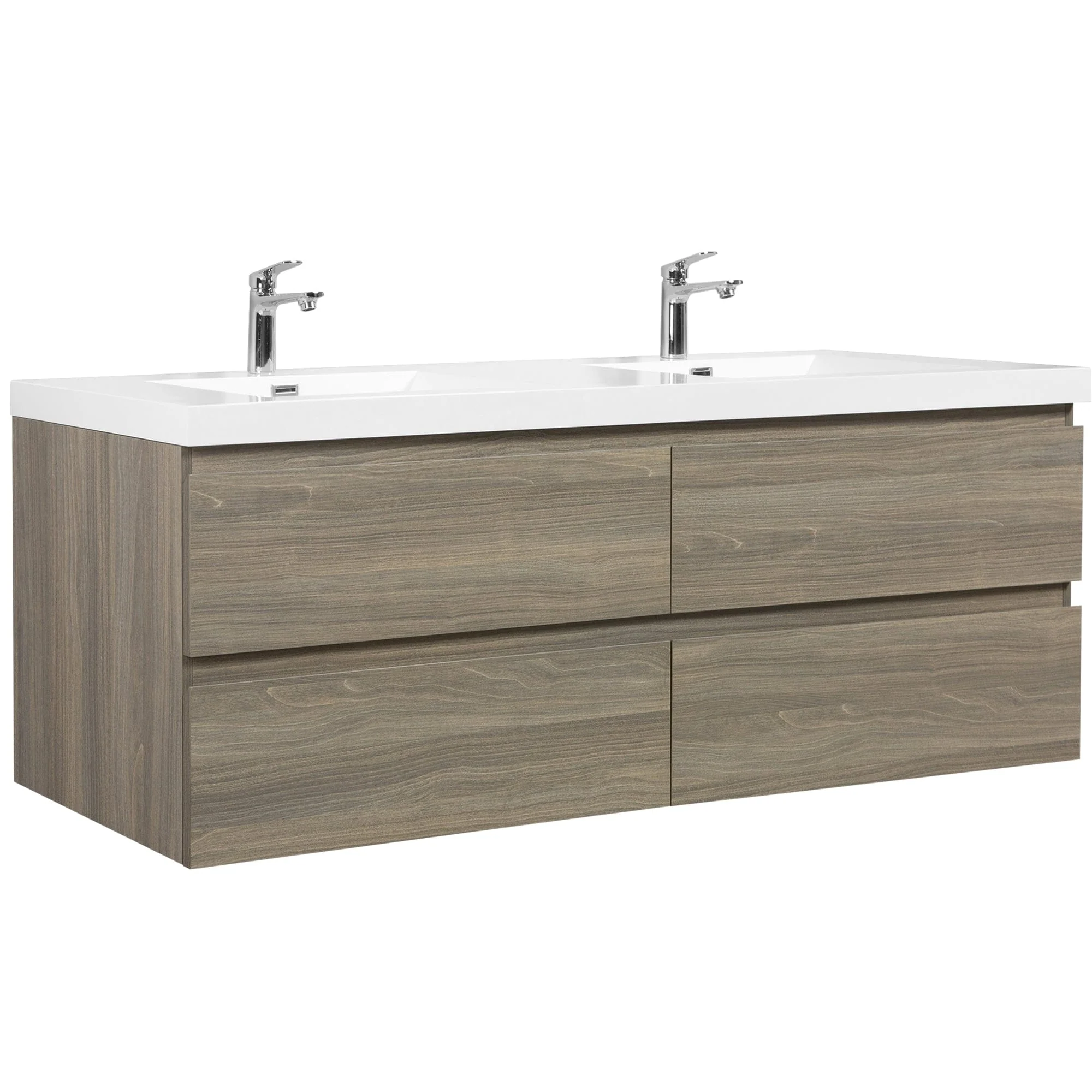 MDF Floating Bathroom Vanity with Integrated Resin Sink