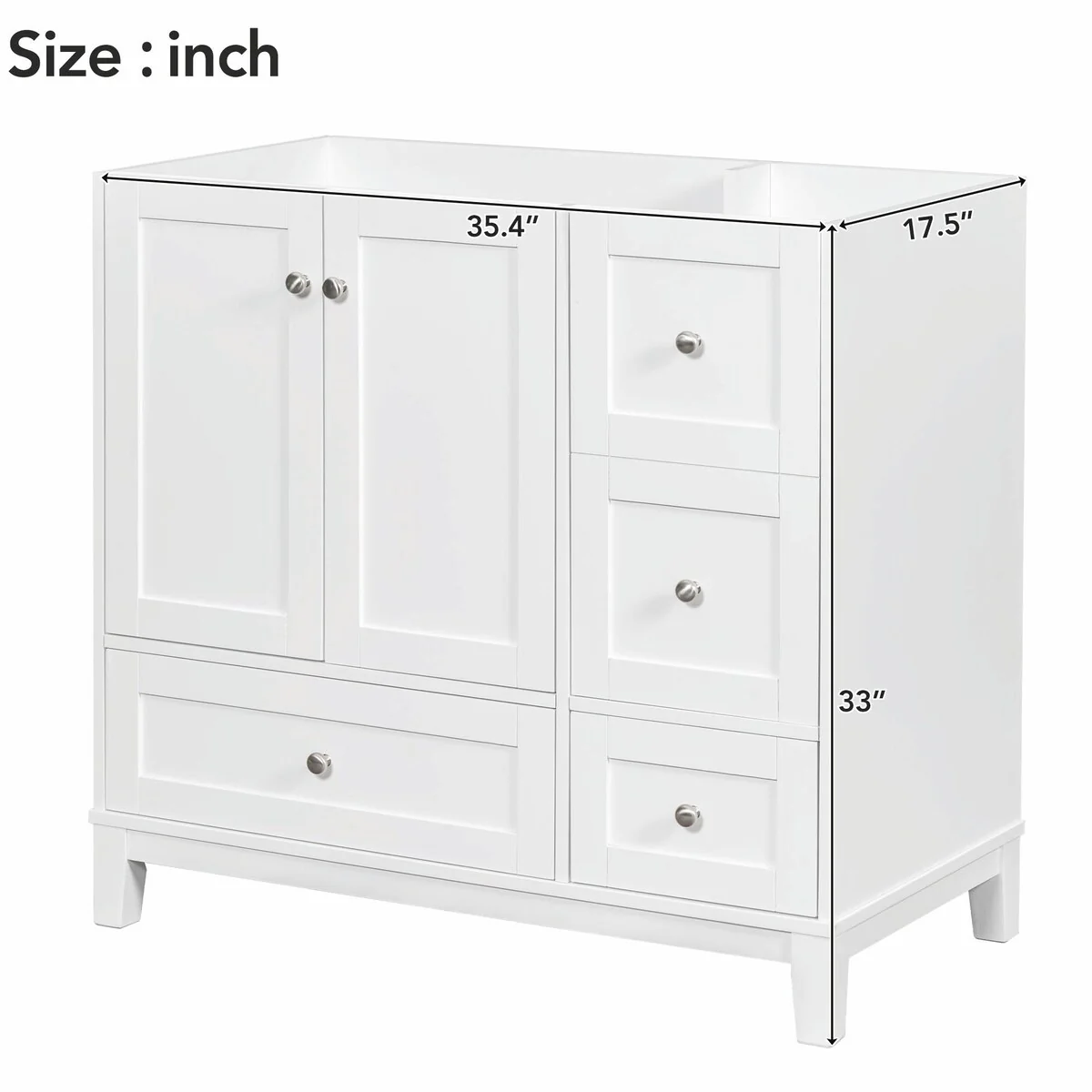 Modern 36-Inch Bathroom Vanity with Resin Sink and Ample Storage