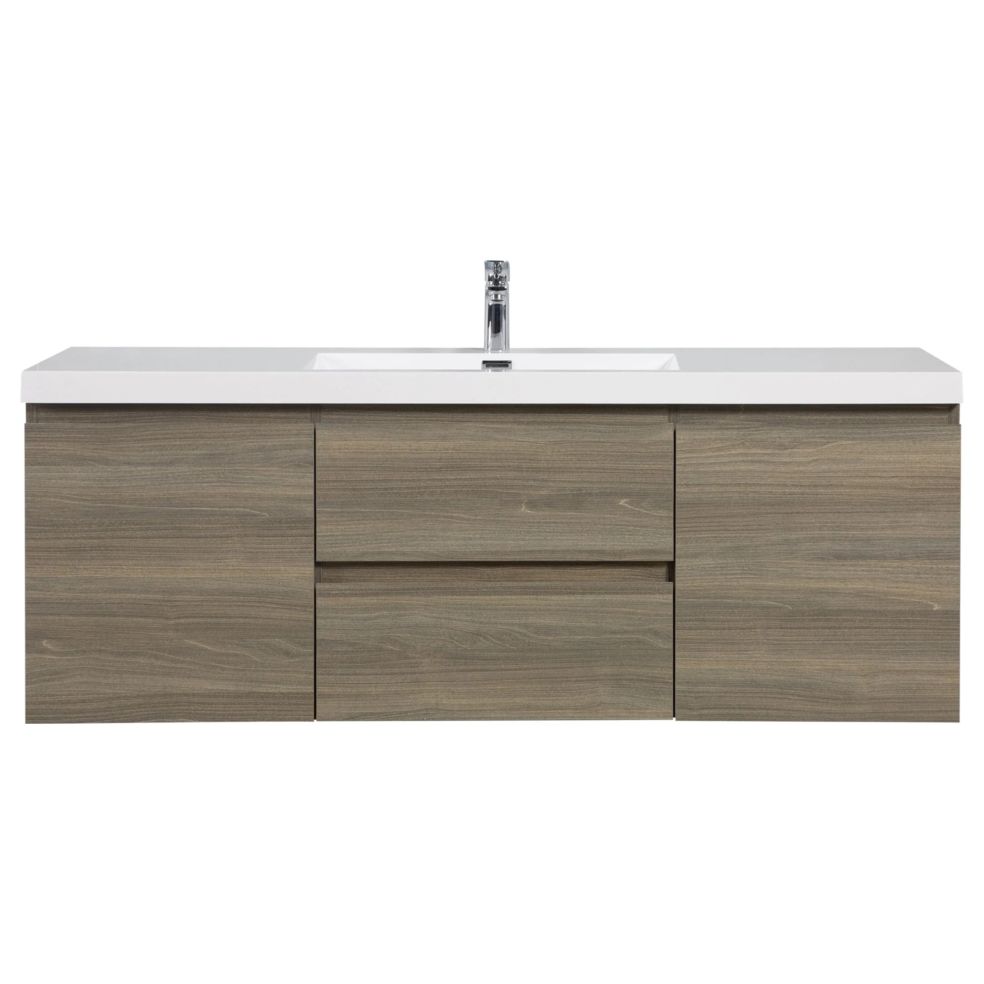 MDF Floating Bathroom Vanity with Integrated Resin Sink