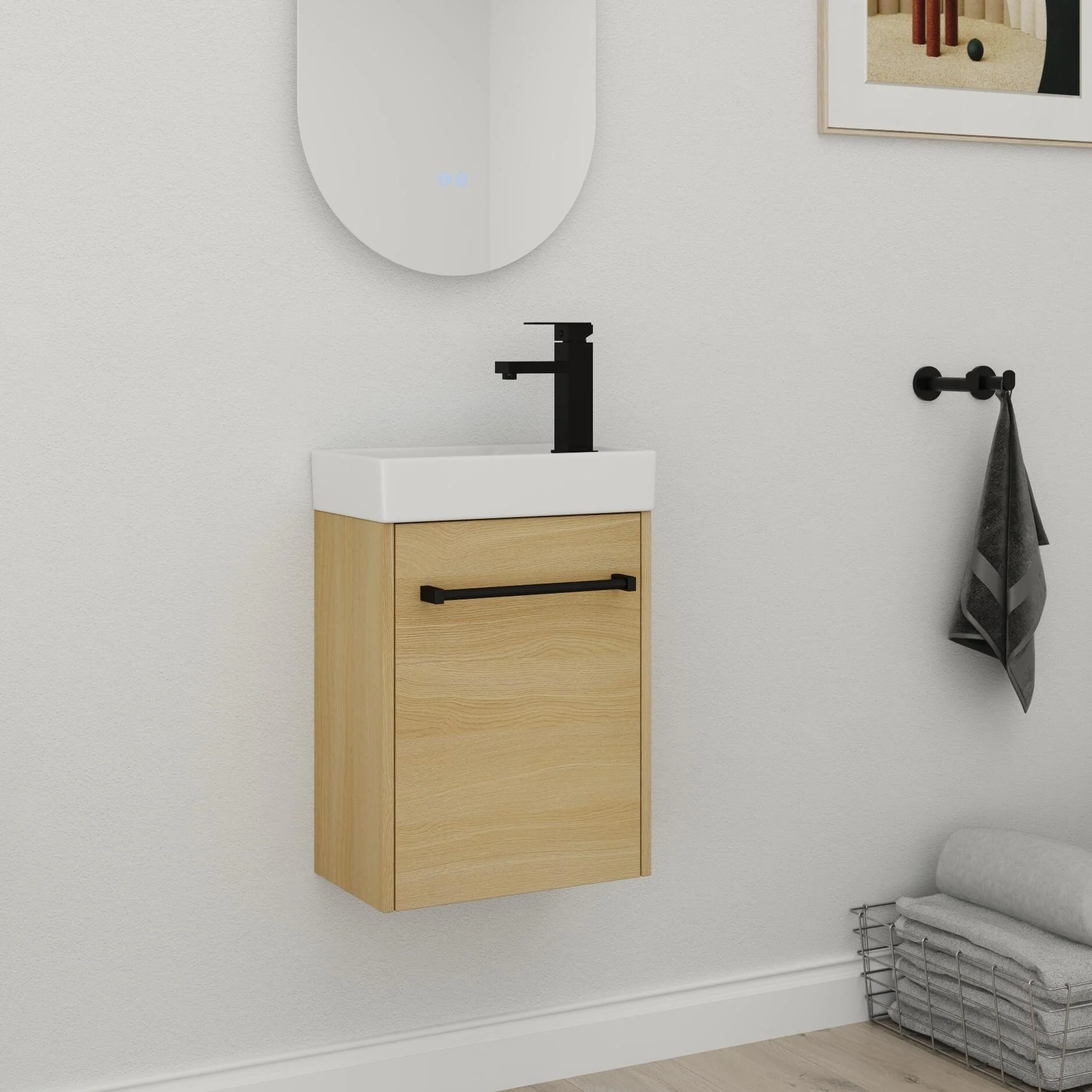 Bathroom Vanity With Sink In 16/18 Inch, Floating Bathroom Vanity With Soft Close Door