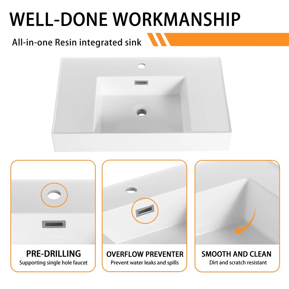 Bathroom Vanity With Sink In 24/30/36 Inch, Floating Bathroom Vanity with Soft Close Door