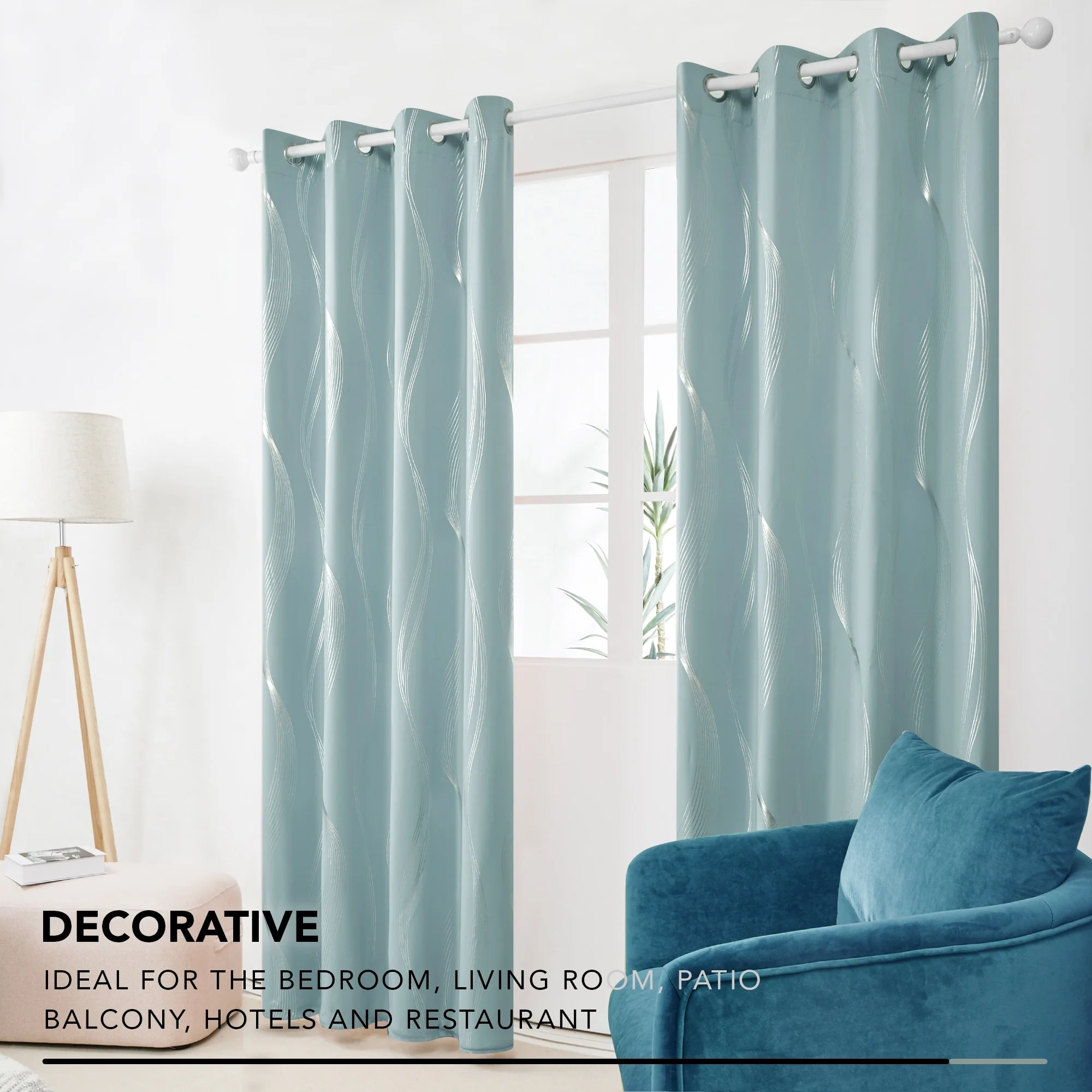 Deconovo Silver Wave 52 Width Curtain Panel Pair (2 Panel)
