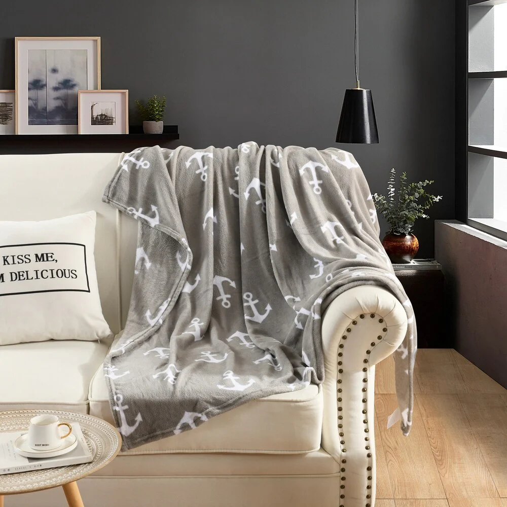 Anchor Fleece Throw Blanket 50 By 60 Inches