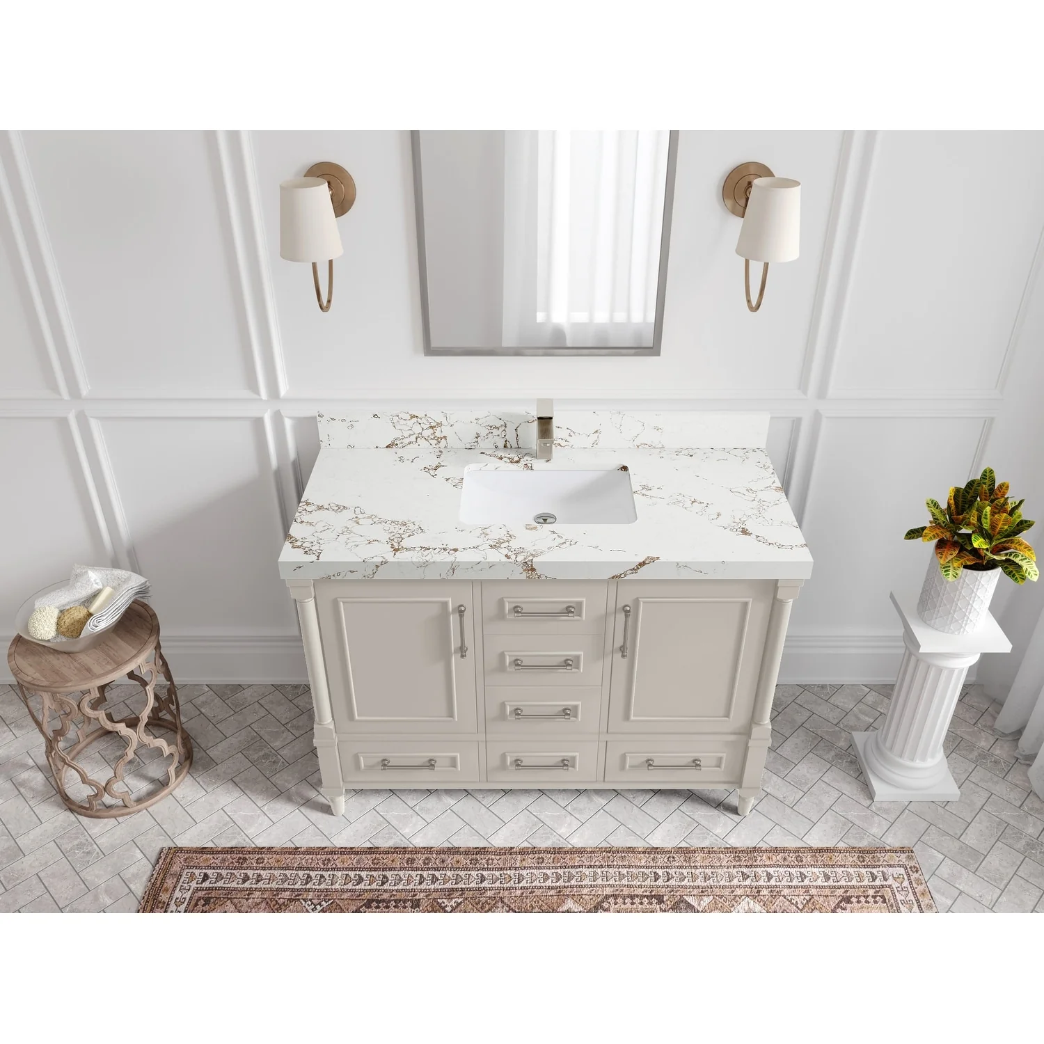 Willow Collections 48 in. W x 22 in. D Aberdeen Single Bowl Sink Bathroom Vanity with Countertop