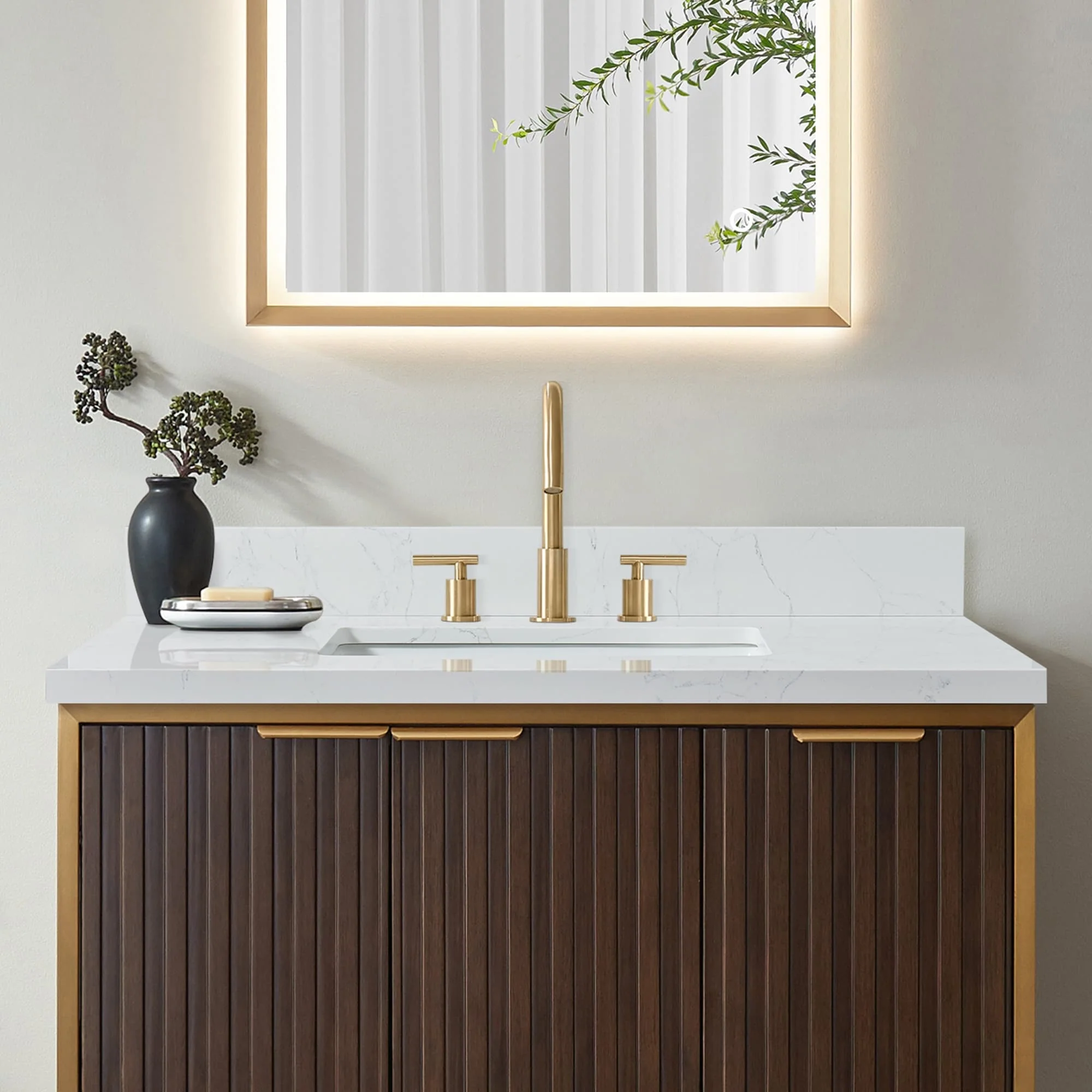 Jaen Composite Stone Vanity Top with White Rectangular Sink