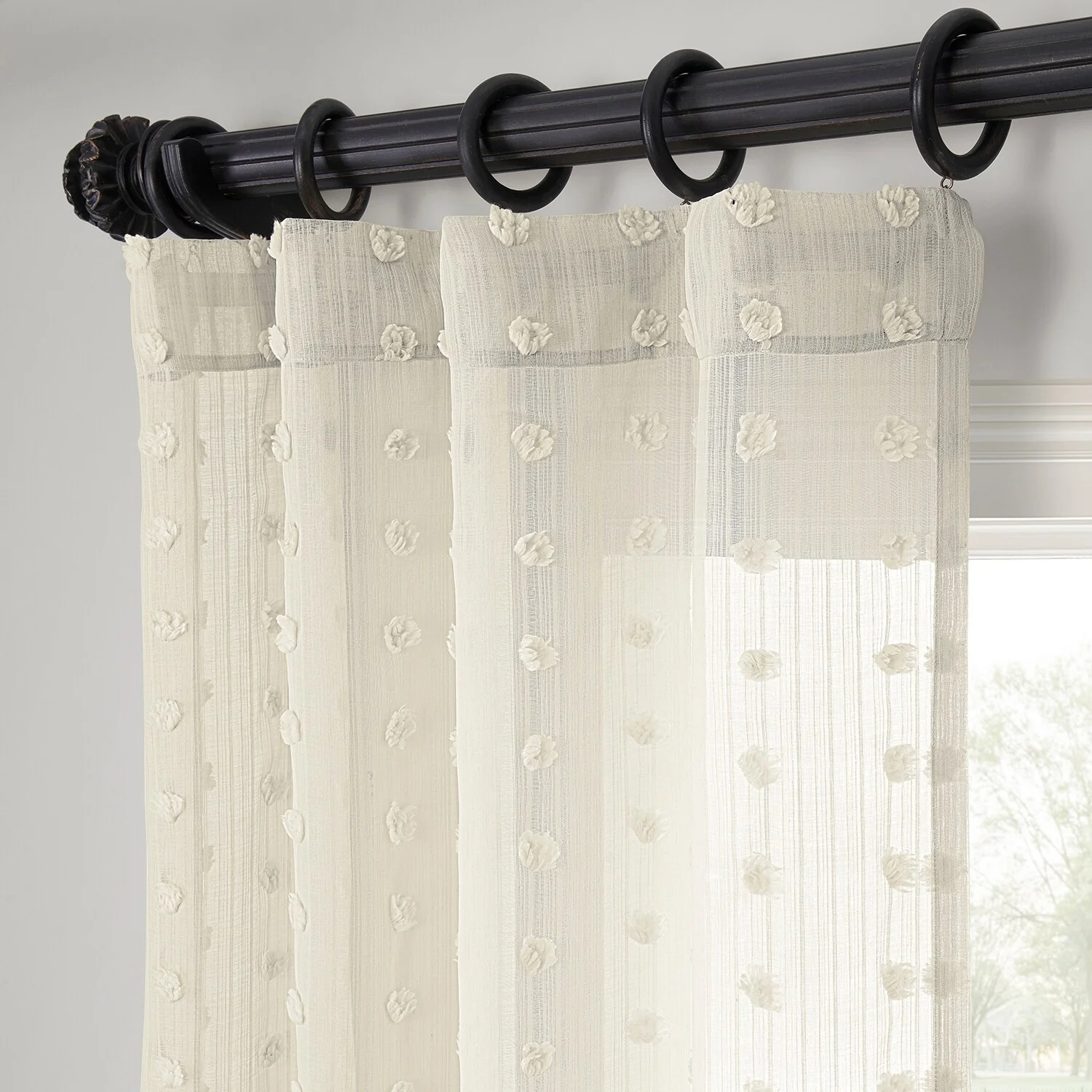 Exclusive Fabrics Strasbourg Dot Patterned Faux Linen Sheer Curtain (1 Panel)