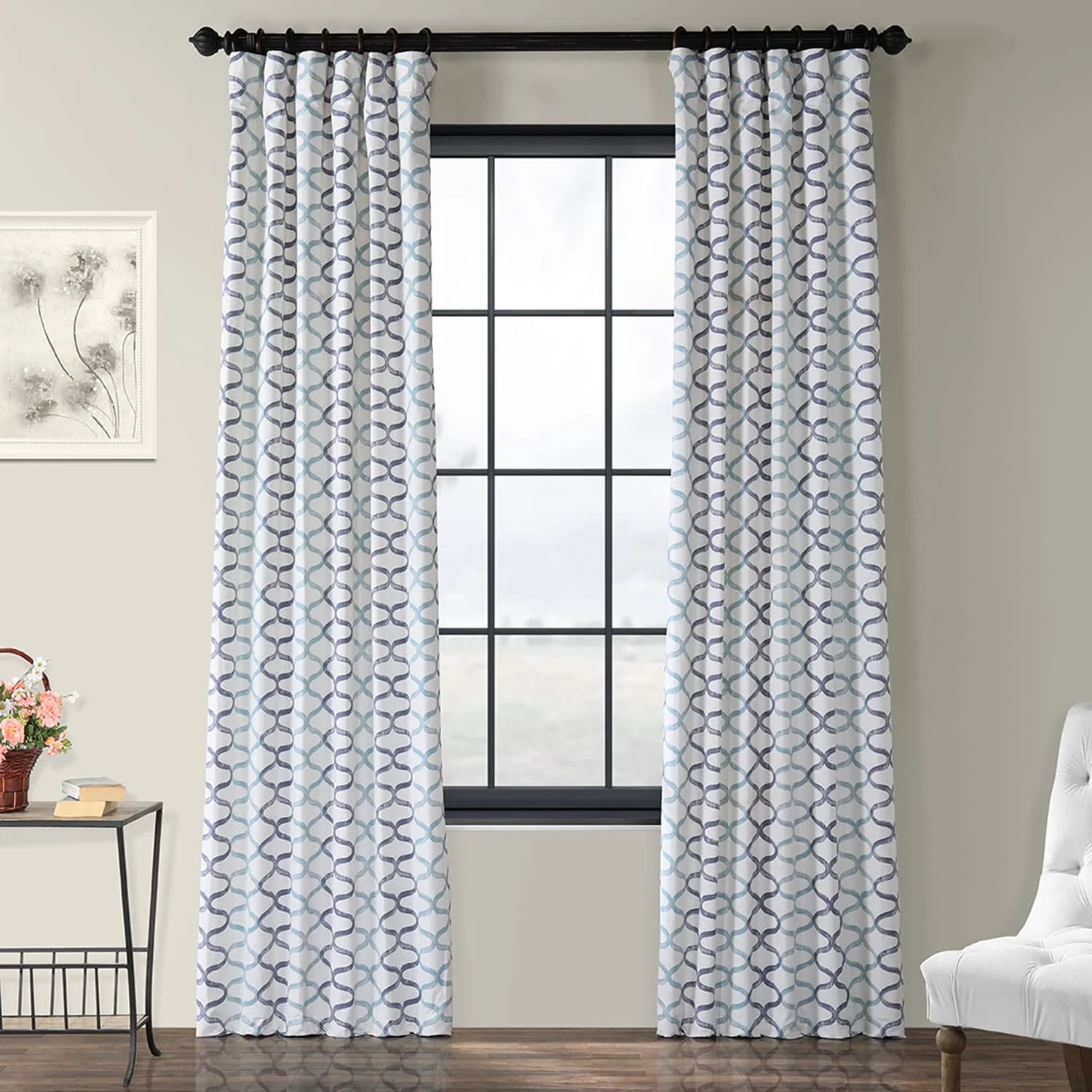 Exclusive Fabrics Illusions Geometric Grace Cotton Room Darkening Curtain (1 Panel)