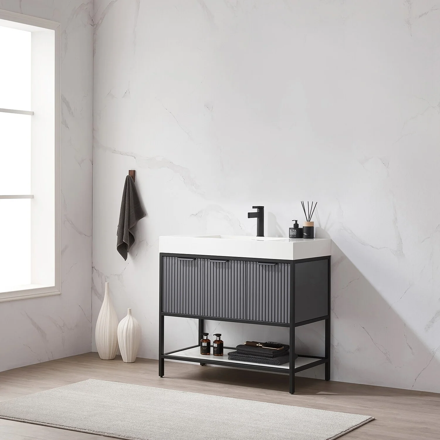 Marcilla 36 in. Single Sink Bath Vanity with Stone Sink Top
