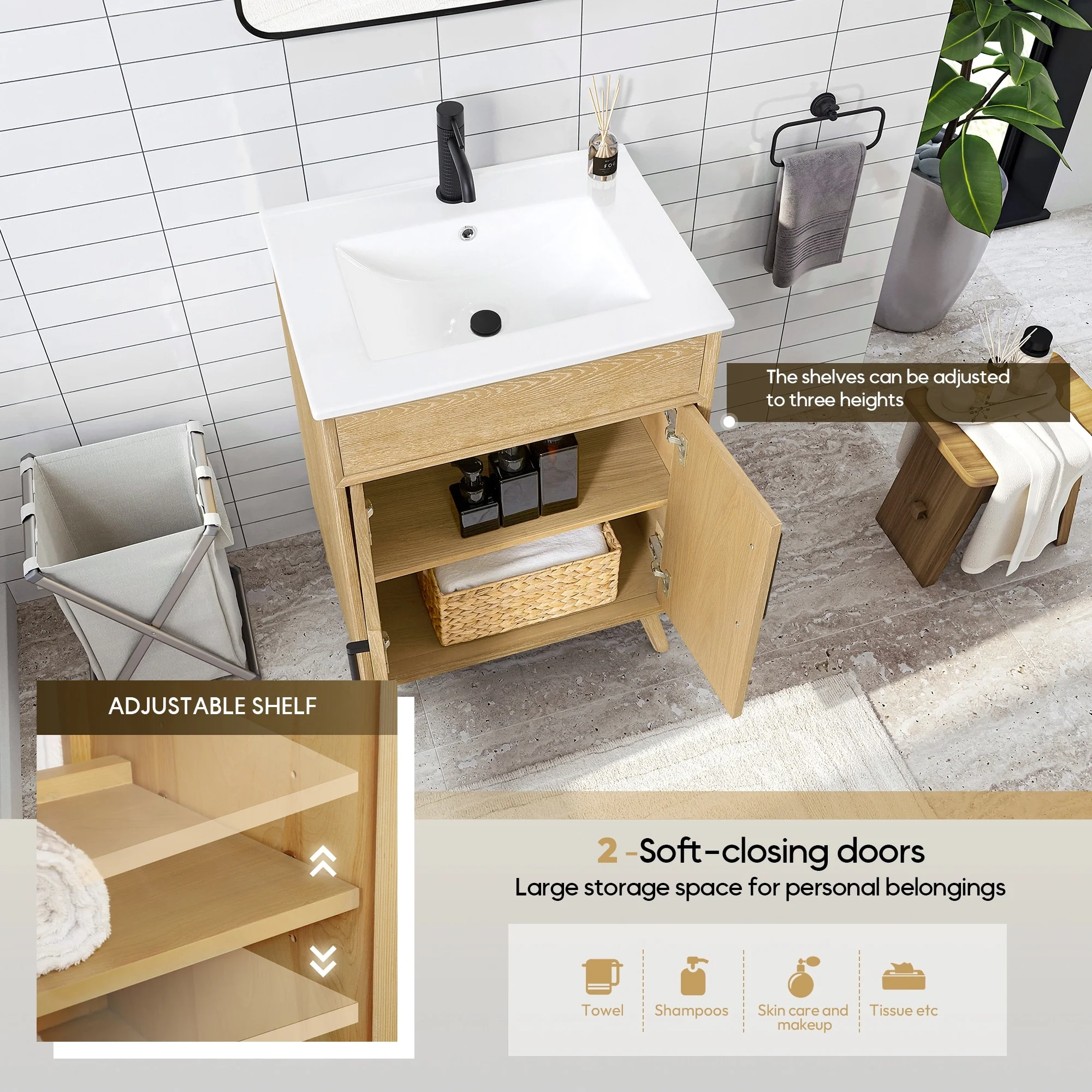 Delhi Bath Vanity with White Ceramic Basin Top without Mirror