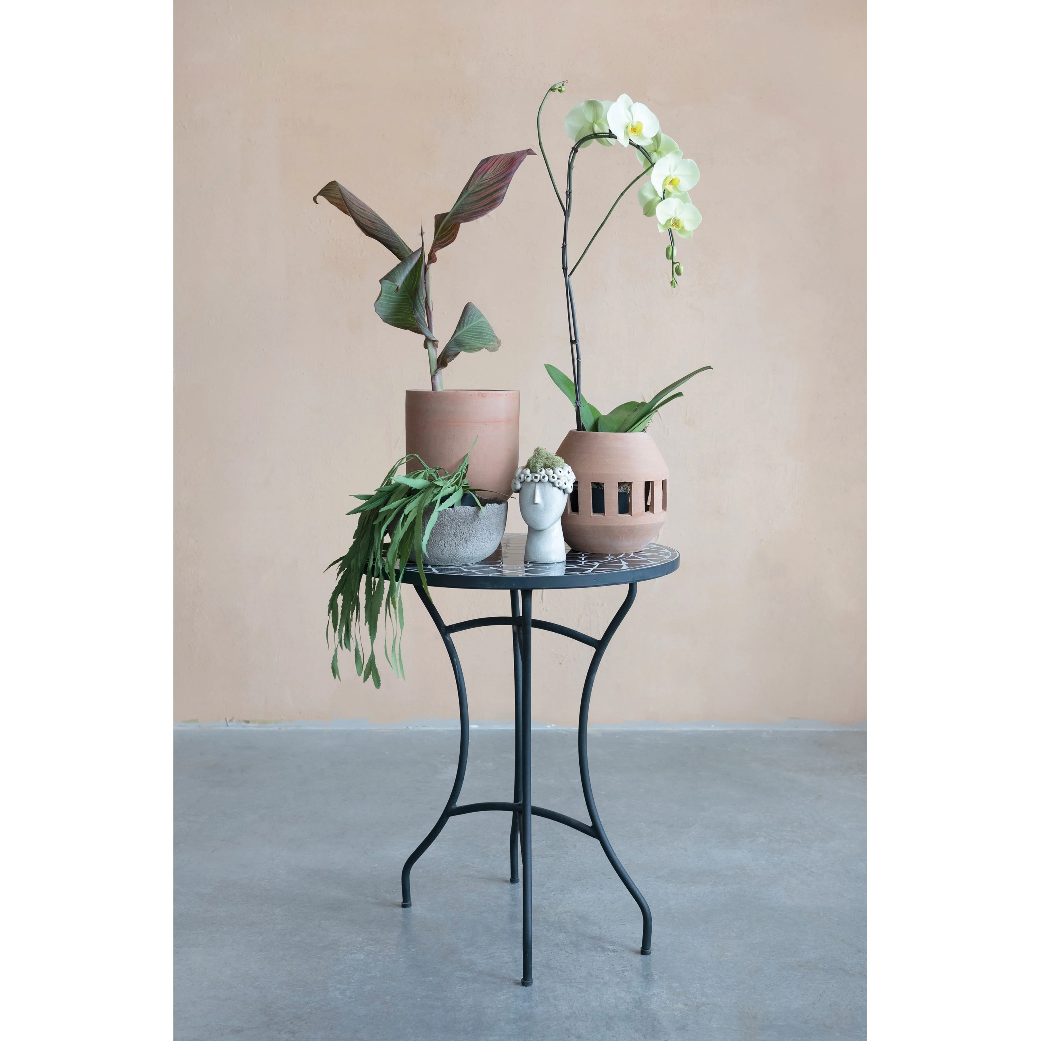 Handmade Terra-cotta Planter/Candle Holder with Cut-Outs