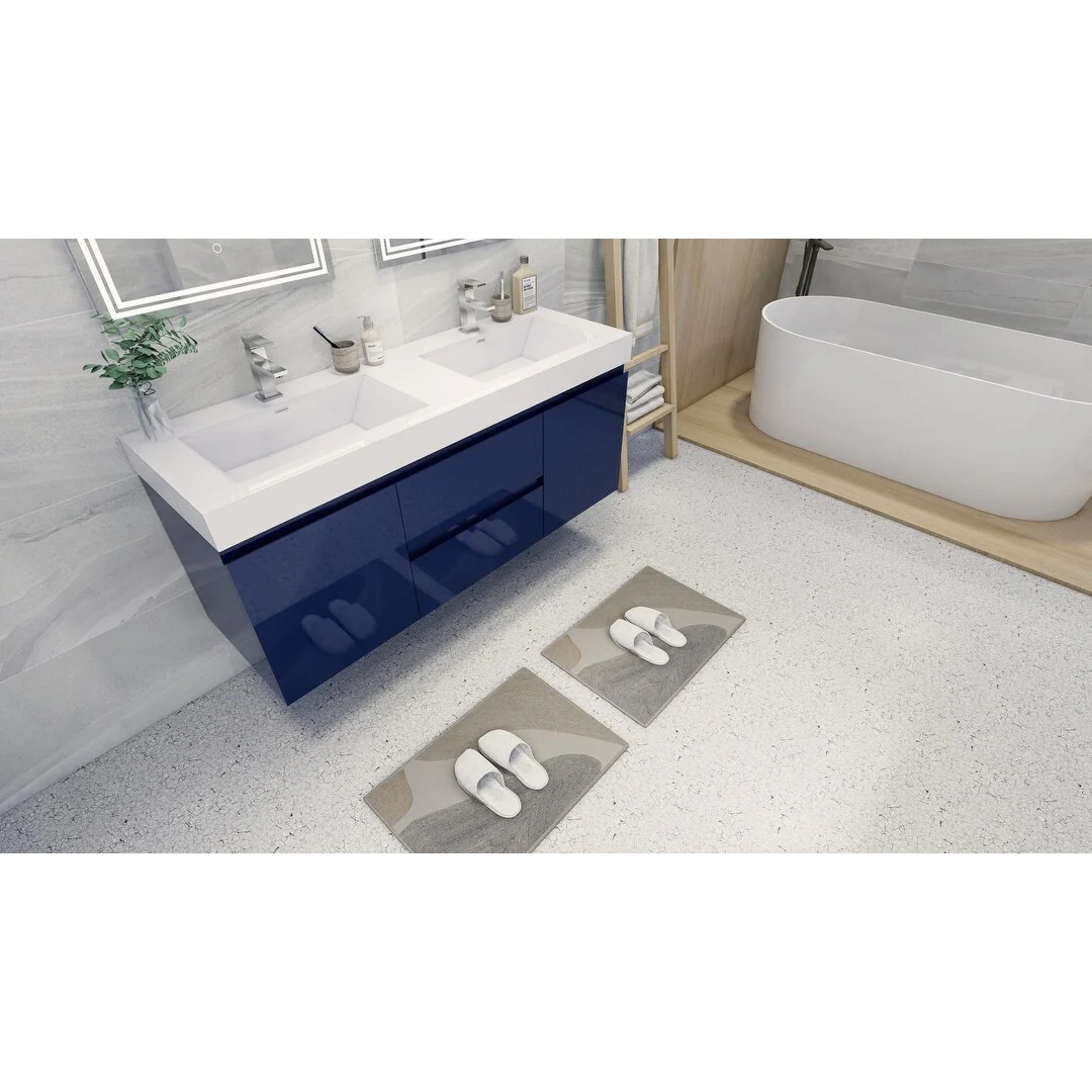 Baillie 60'' Wall-Mounted Vanity with Double Reinforced Acrylic Sink