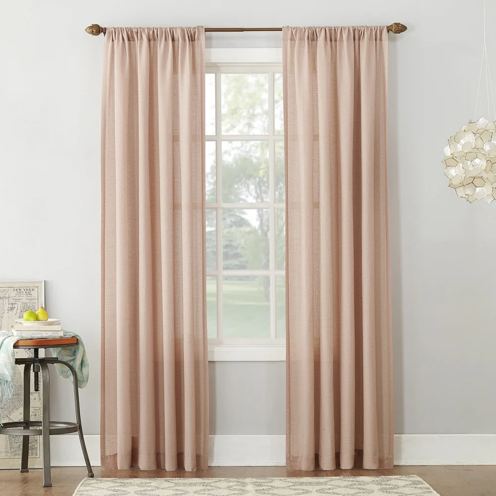 No. 918 Amalfi Linen Blend Semi-Sheer Rod Pocket 1-Piece Curtain Panel, Single Panel