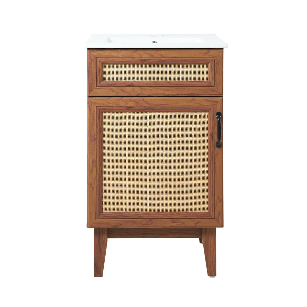 Ancillary Rattan Modern Farmhouse 2-Shelf Bath Vanity Cabinet Only (Sink Basin not Included), by JONATHAN Y