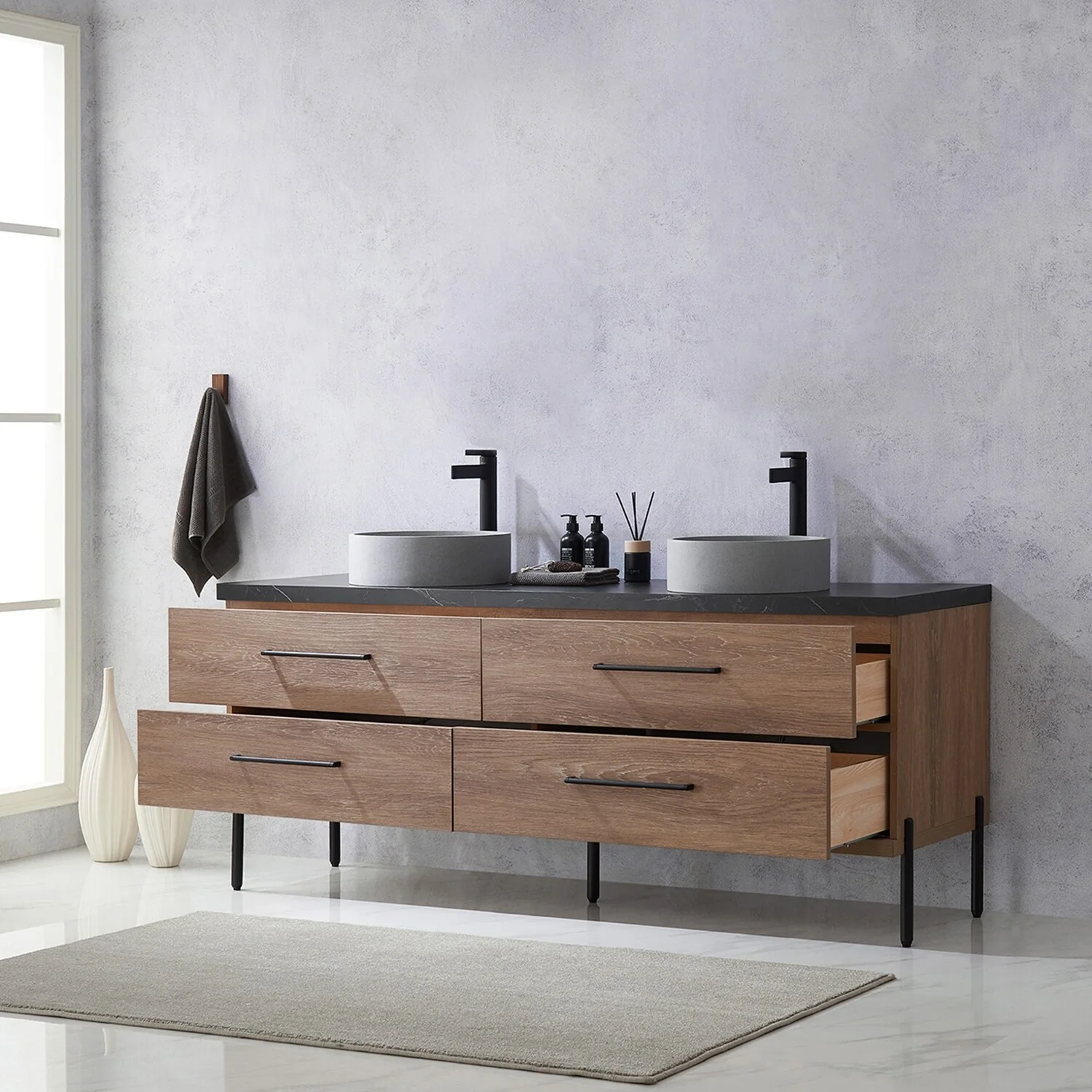 Trento Bath Vanity with Sintered Stone Top with Concrete Sink (C)