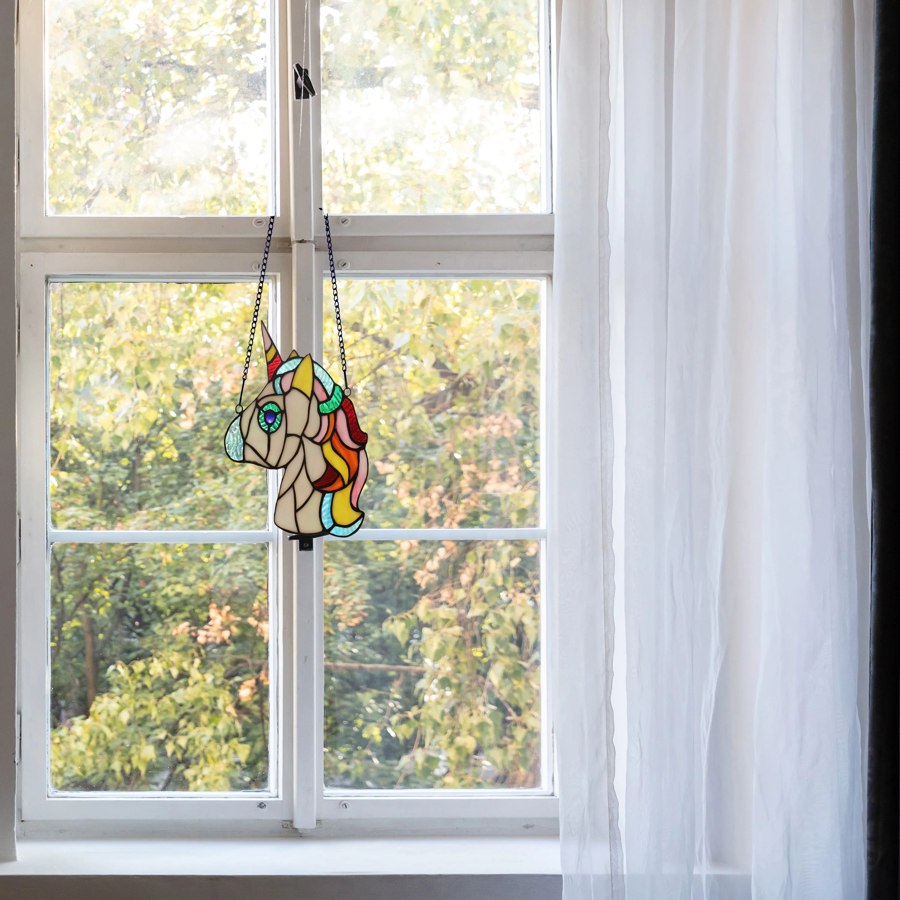 River of Goods Enchanted Unicorn River of Goods Rainbow-Colored Tiffany-Style Window Ornament - 7